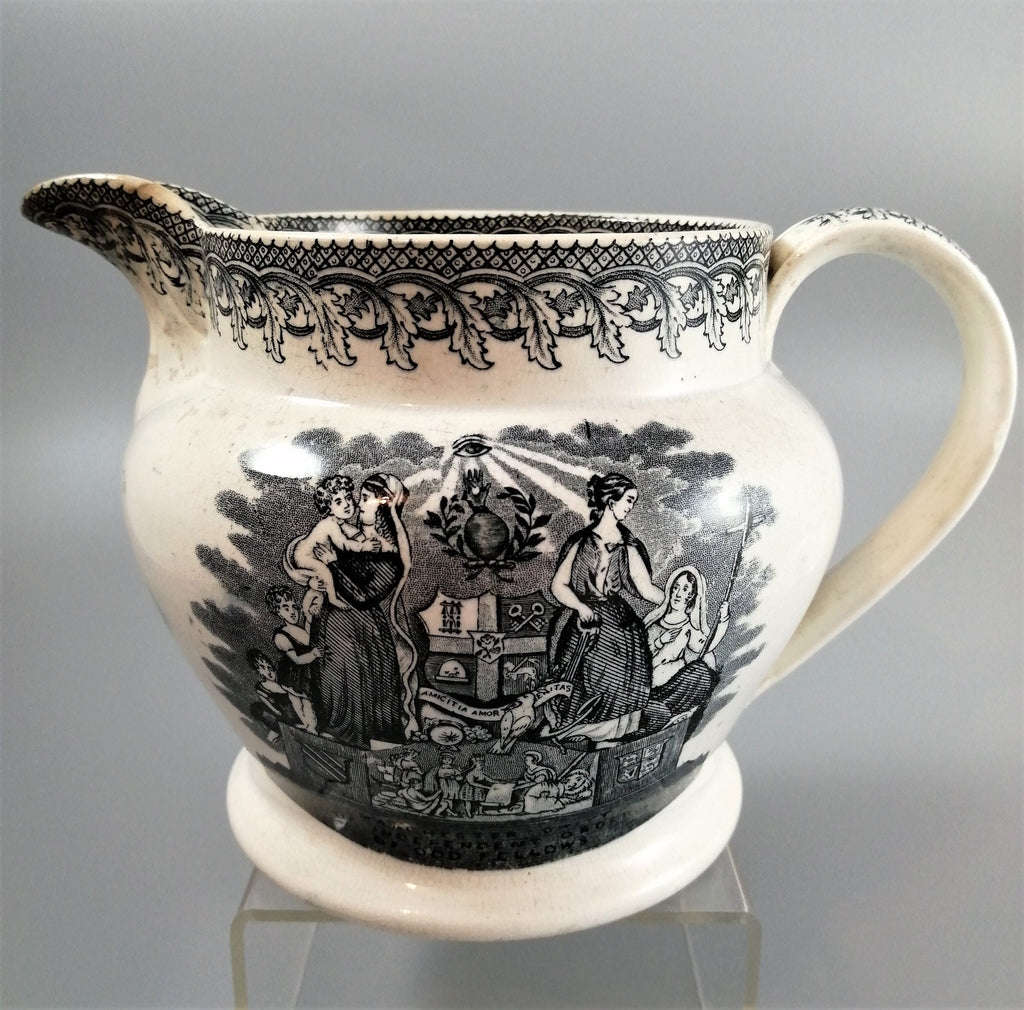 Antique jug with Masonic designs, Independent Order of Odd Fellows Fraternity.