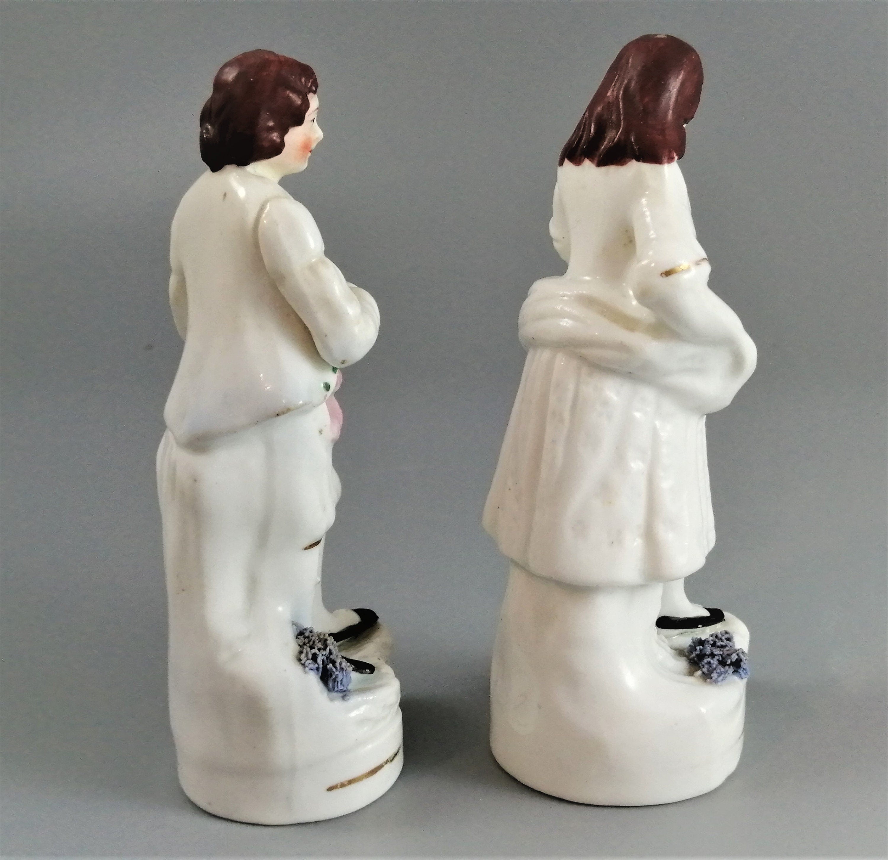 Antique Staffordshire Gardener Figures: James Dudson Pair, c. 1840