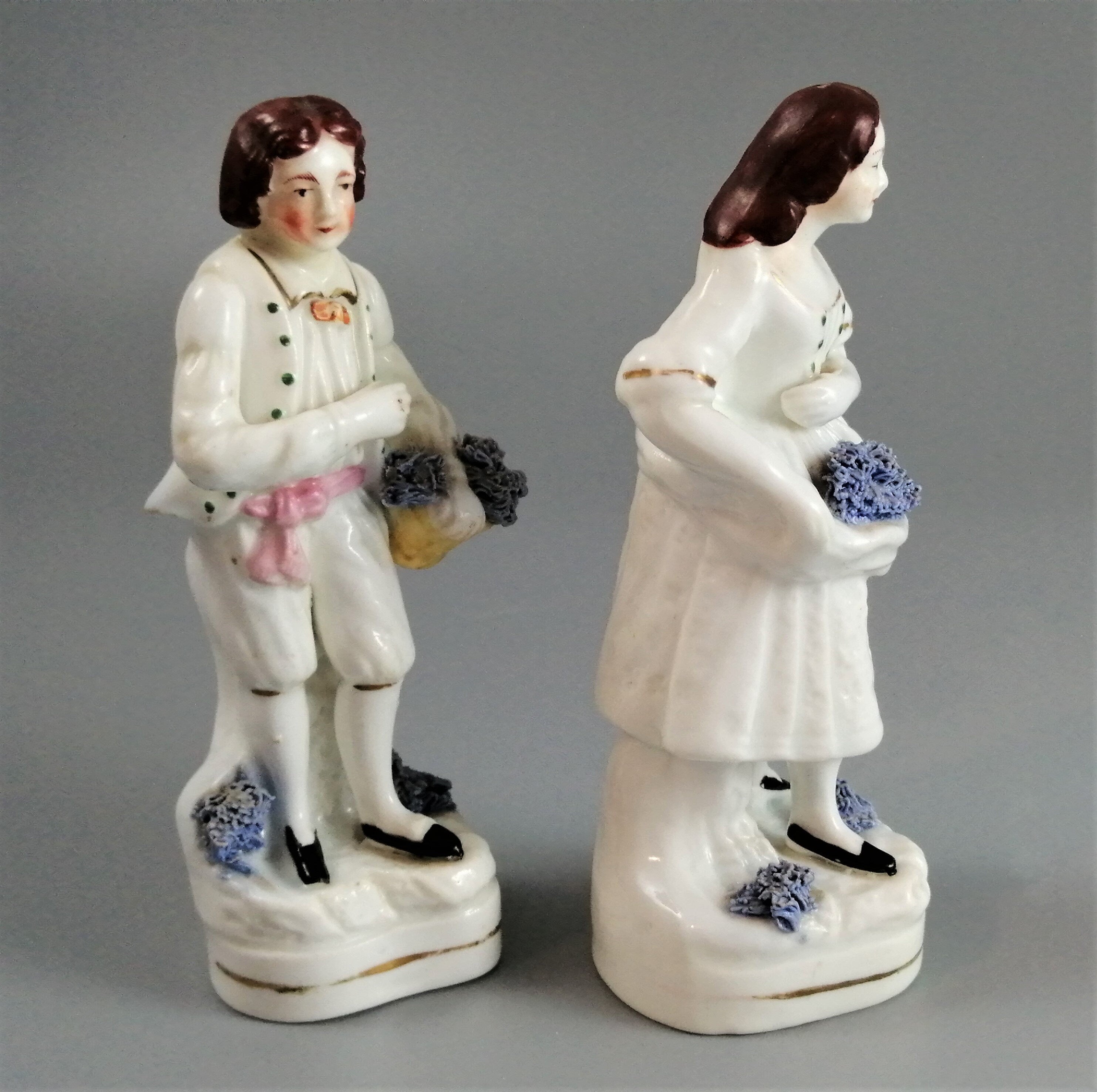 Antique Staffordshire Gardener Figures: James Dudson Pair, c. 1840