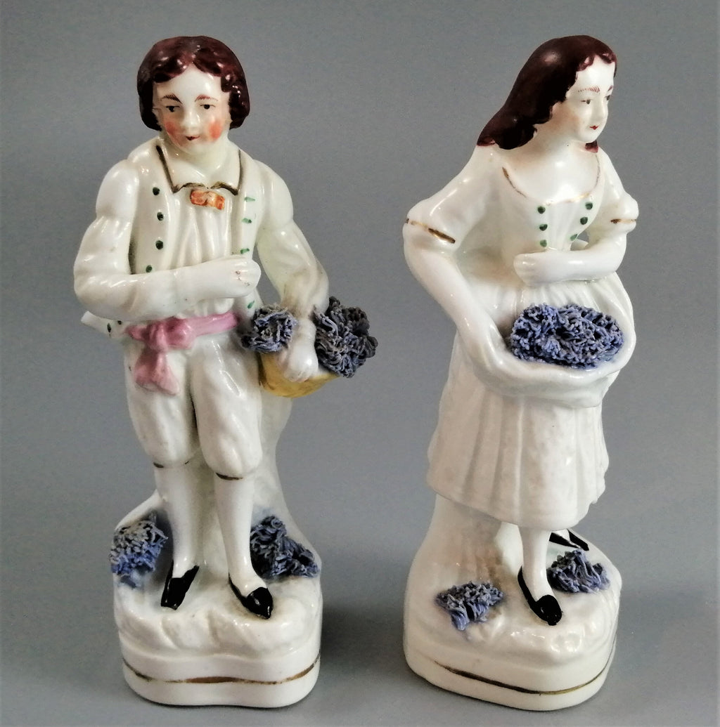 Antique Staffordshire Gardener Figures: James Dudson Pair, c. 1840