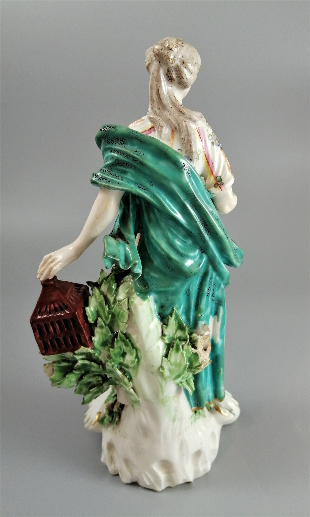 Rare Derby Porcelain Figurine: 'Air' - Allegorical Lady with Birdcage (1756-1765)