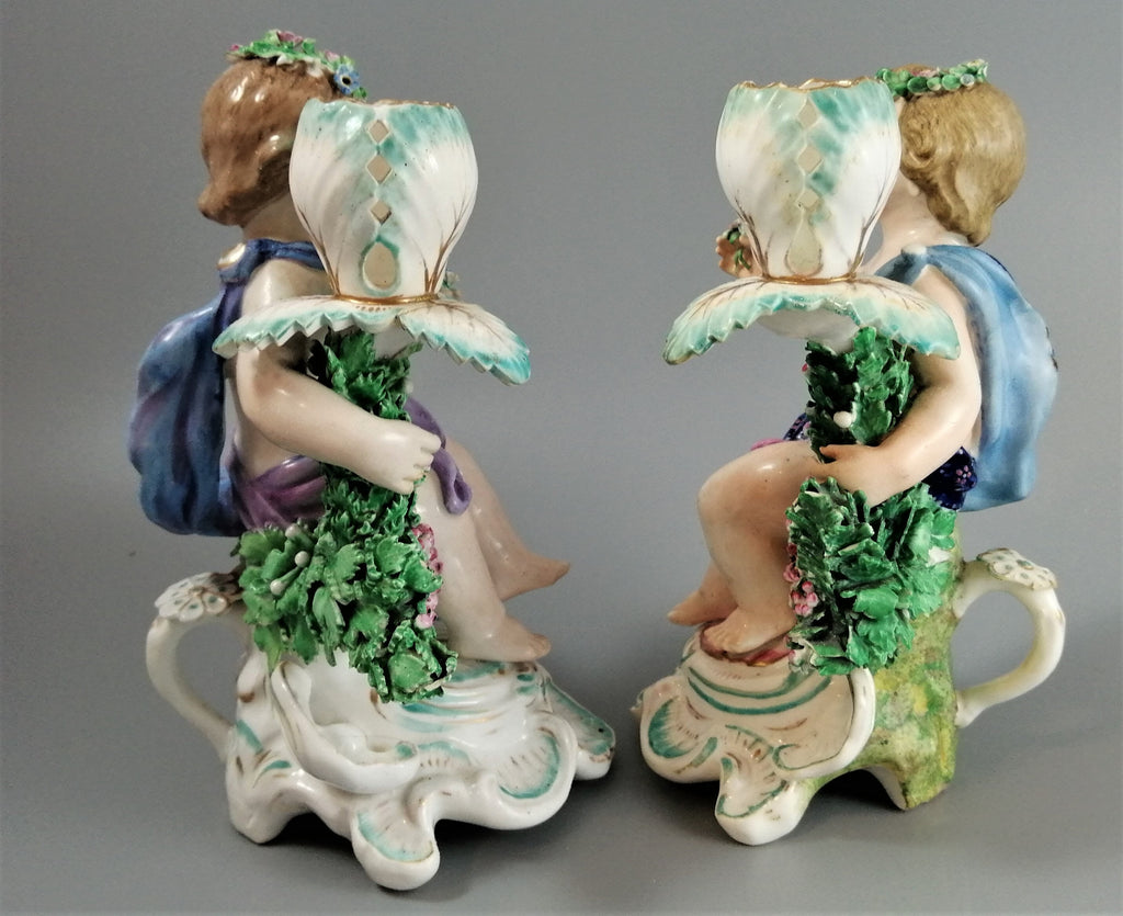 Antique Derby Porcelain Cherub Candlesticks: Sampson Hancock, c. 1867–1870