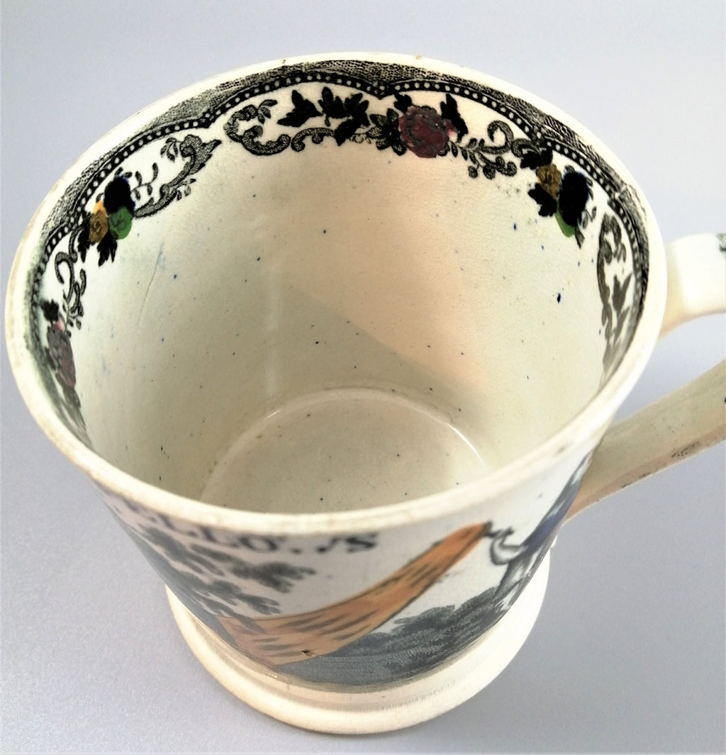 Georgian Staffordshire Pearlware Mug: Odd Fellows Transferware, c. 1820s