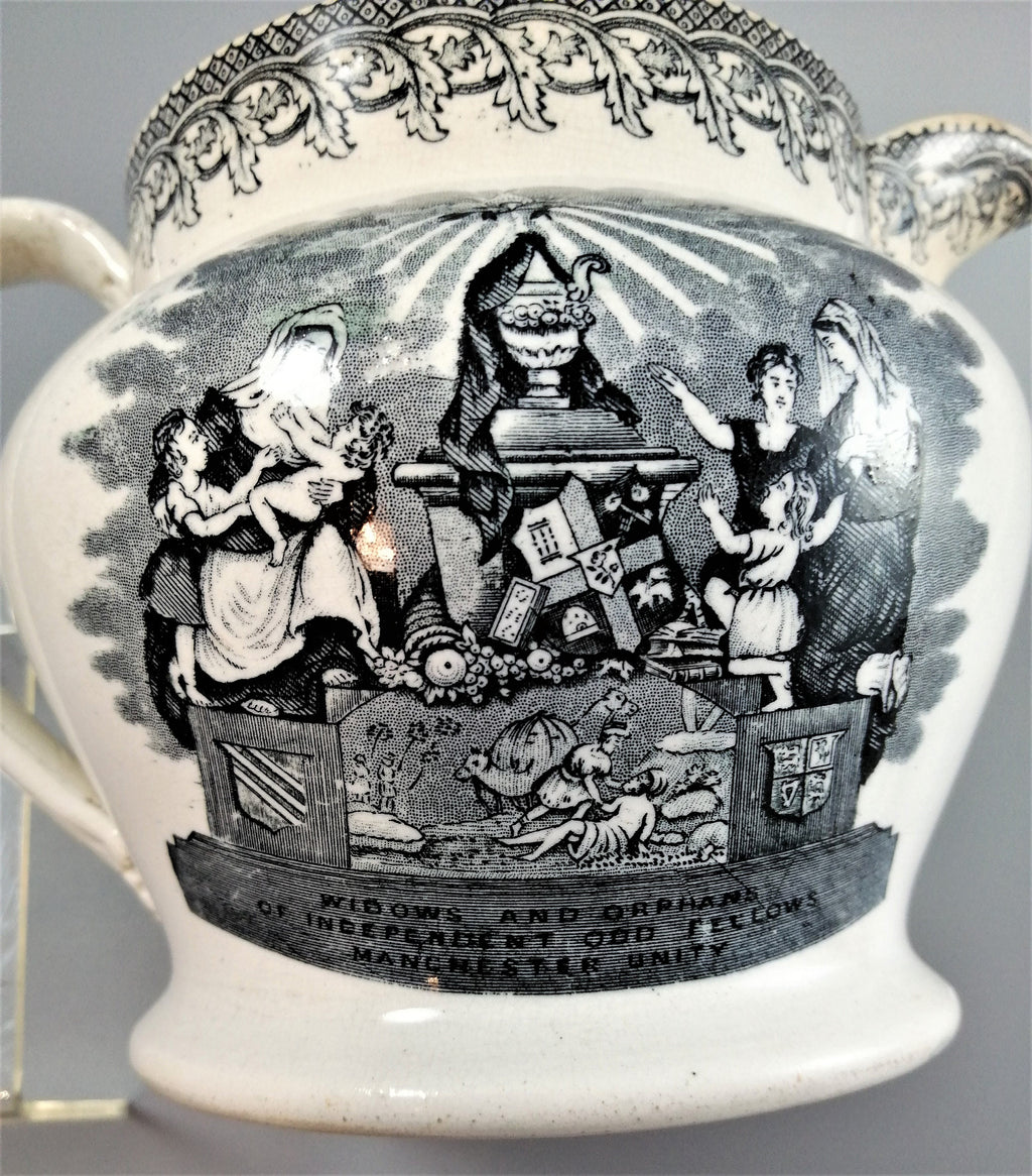 Antique jug with Masonic designs, Independent Order of Odd Fellows Fraternity.