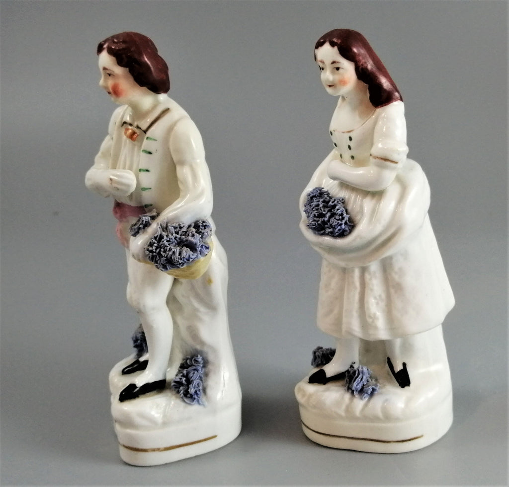 Antique Staffordshire Gardener Figures: James Dudson Pair, c. 1840