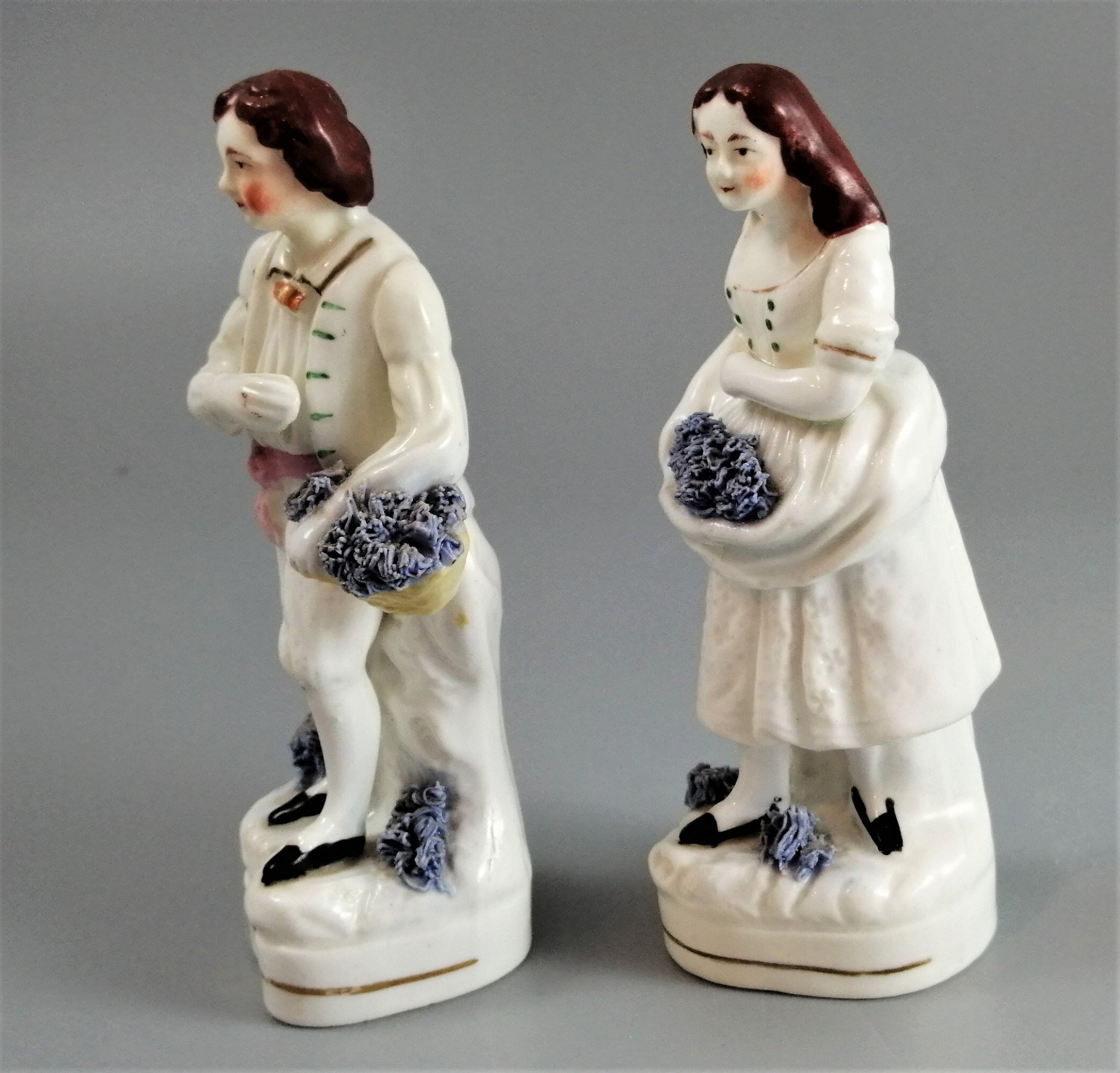 Antique Staffordshire Gardener Figures: James Dudson Pair, c. 1840