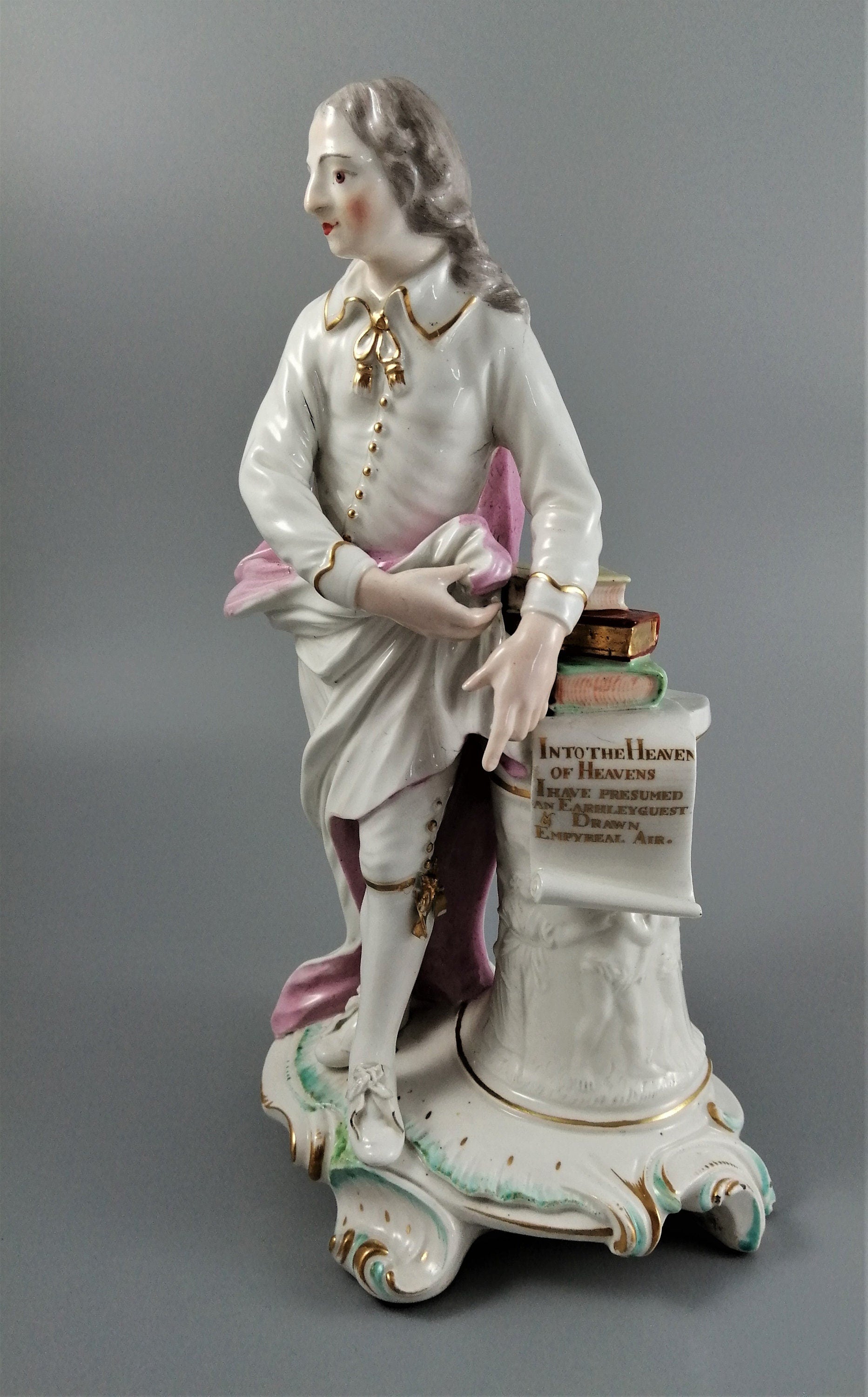 Antique Derby Porcelain John Milton Figurine, c. 1765