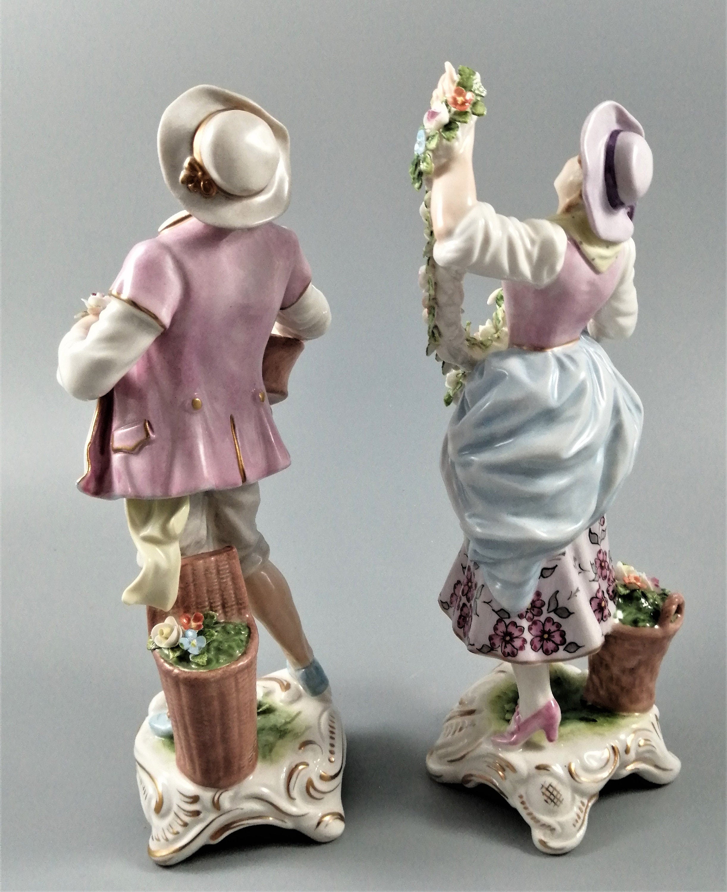 Rudolf Kämmer Antique Porcelain Figurines: Volkstedt German Pair, c. 1900s