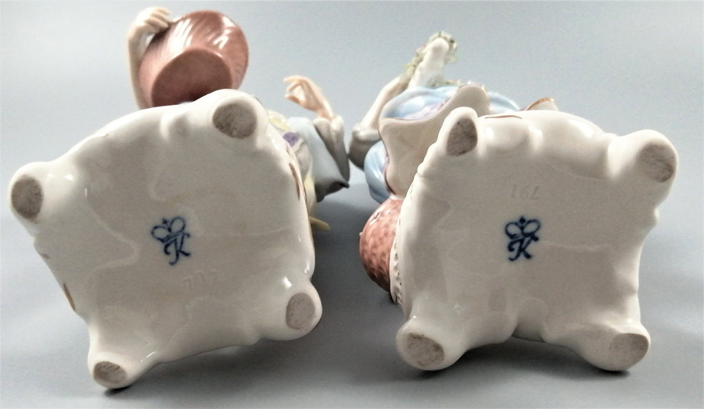 Rudolf Kämmer Antique Porcelain Figurines: Volkstedt German Pair, c. 1900s