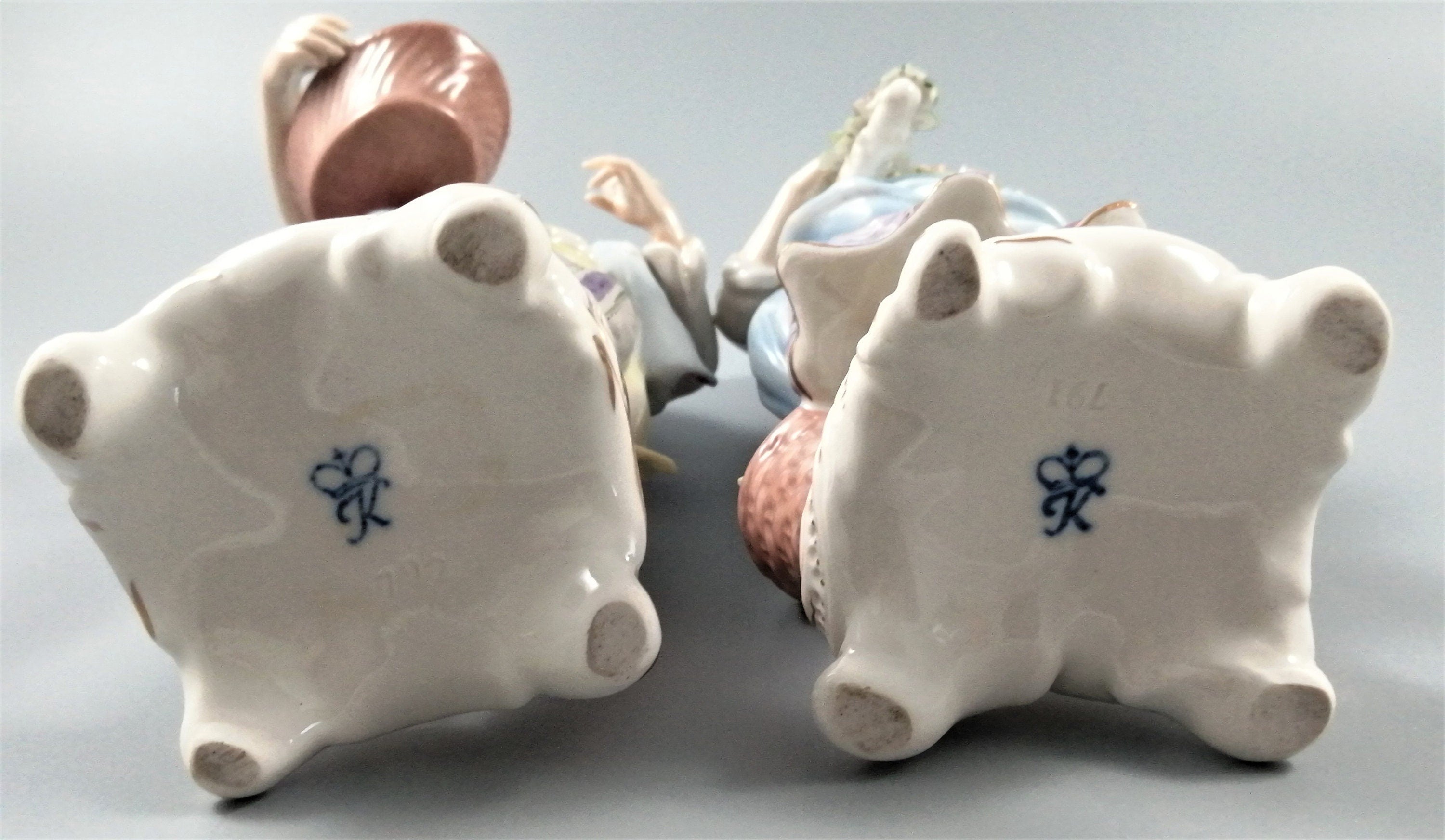 Rudolf Kämmer Antique Porcelain Figurines: Volkstedt German Pair, c. 1900s