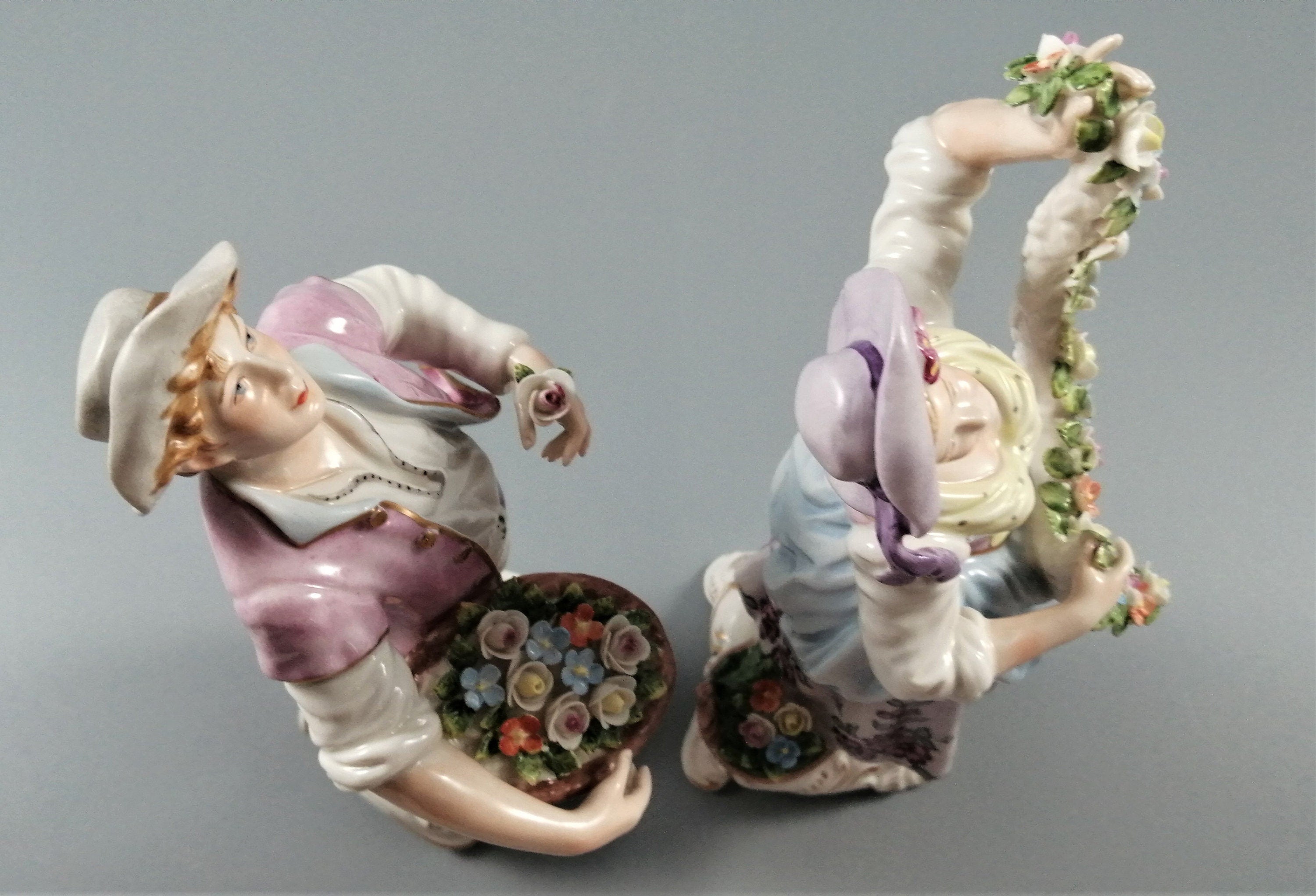 Rudolf Kämmer Antique Porcelain Figurines: Volkstedt German Pair, c. 1900s