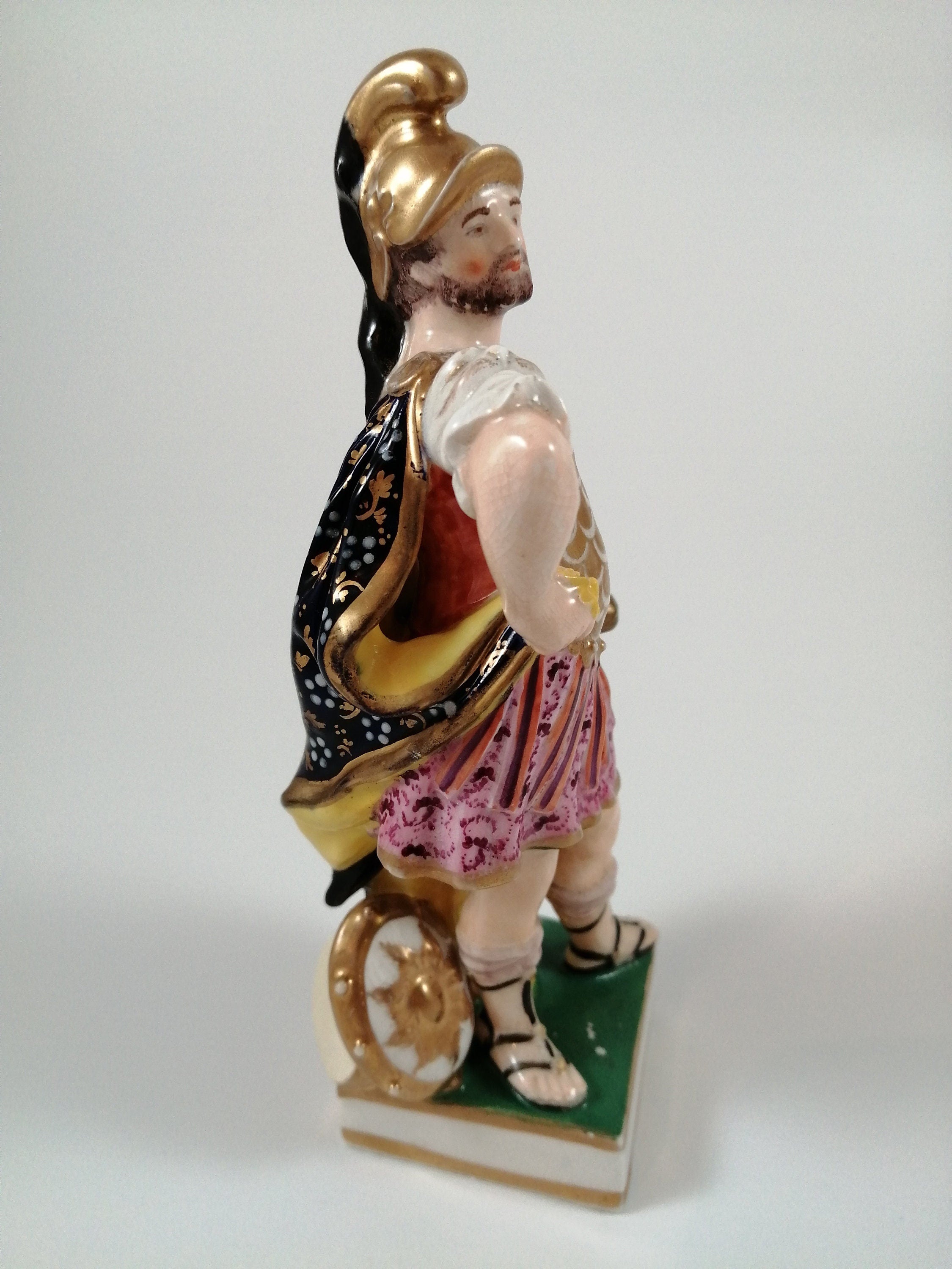 Antique Derby Porcelain Mars Figurine: Roman God of War, Bloor Period c. 1830