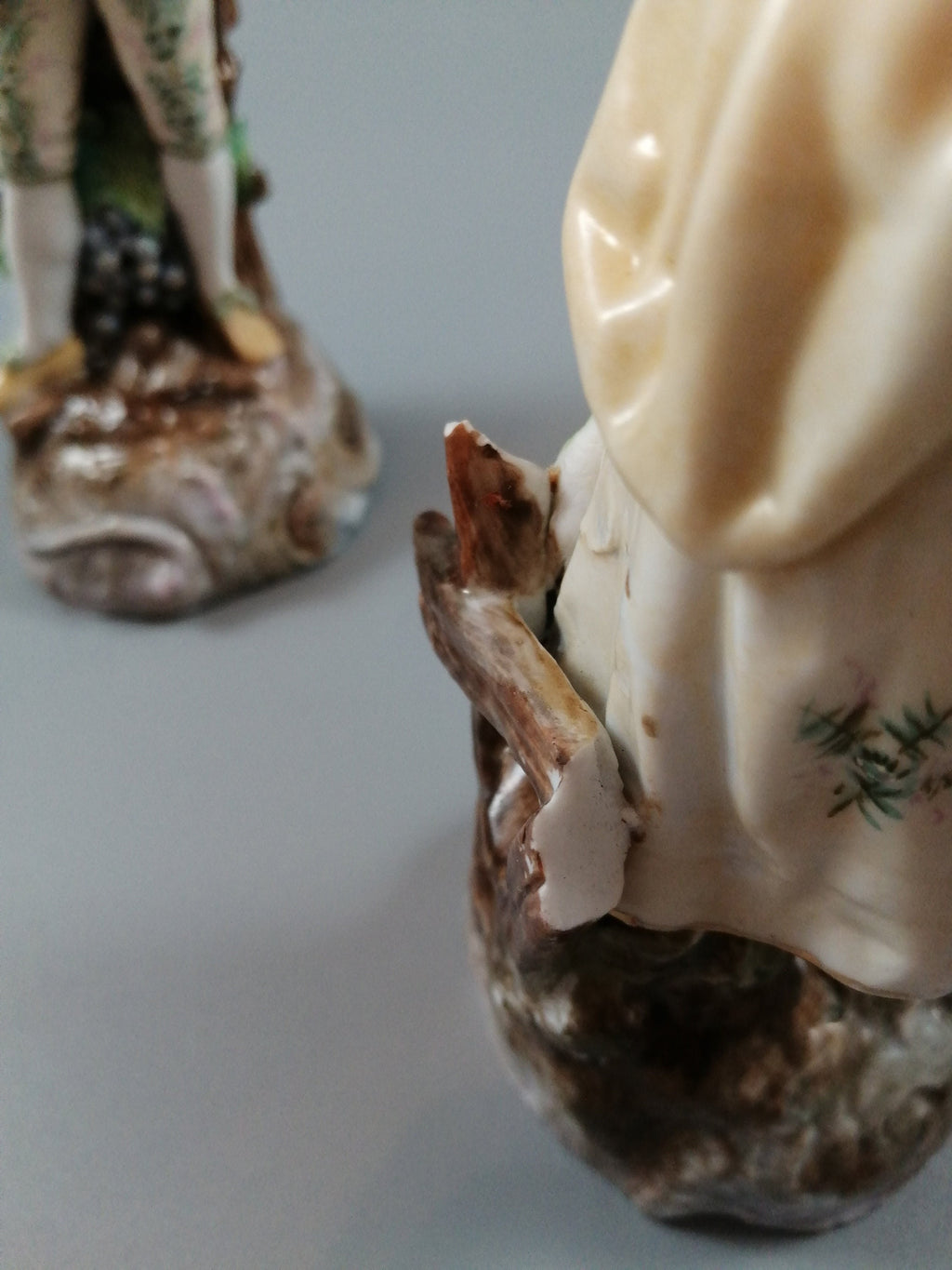 Antique Volkstedt Porcelain Figurines: Hand-Painted Grape Pickers, c. 1880s