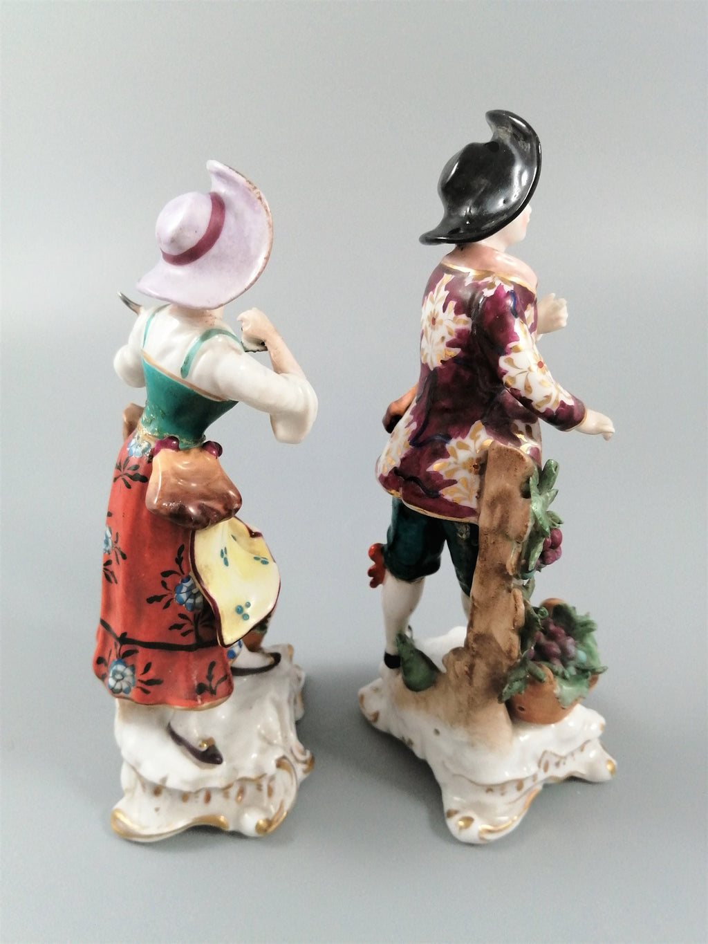 Antique Samson Porcelain Figurines: French Grape Pickers, Chelsea Style