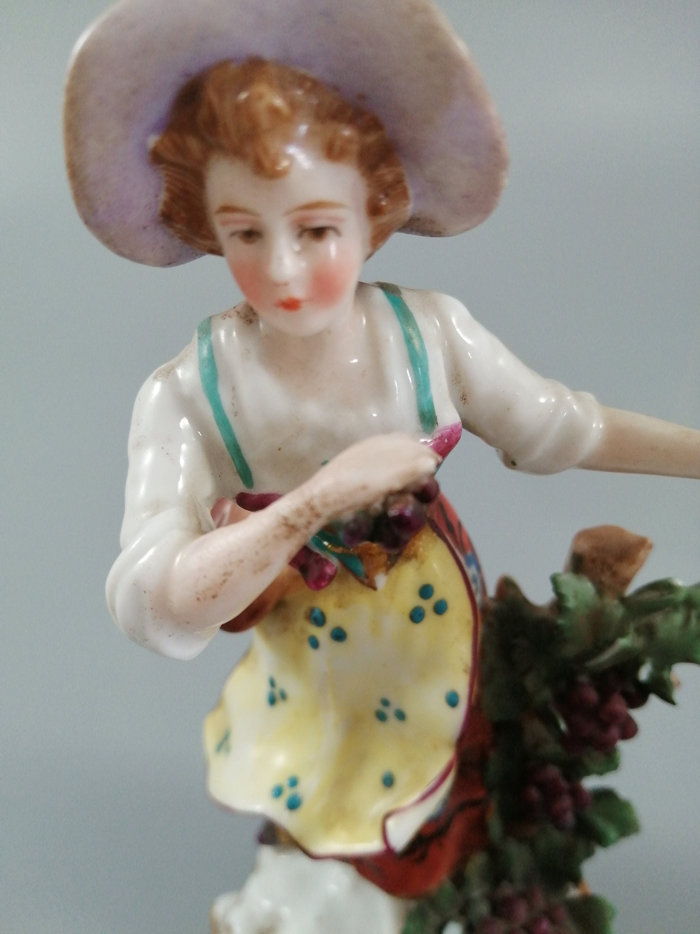 Antique Samson Porcelain Figurines: French Grape Pickers, Chelsea Style