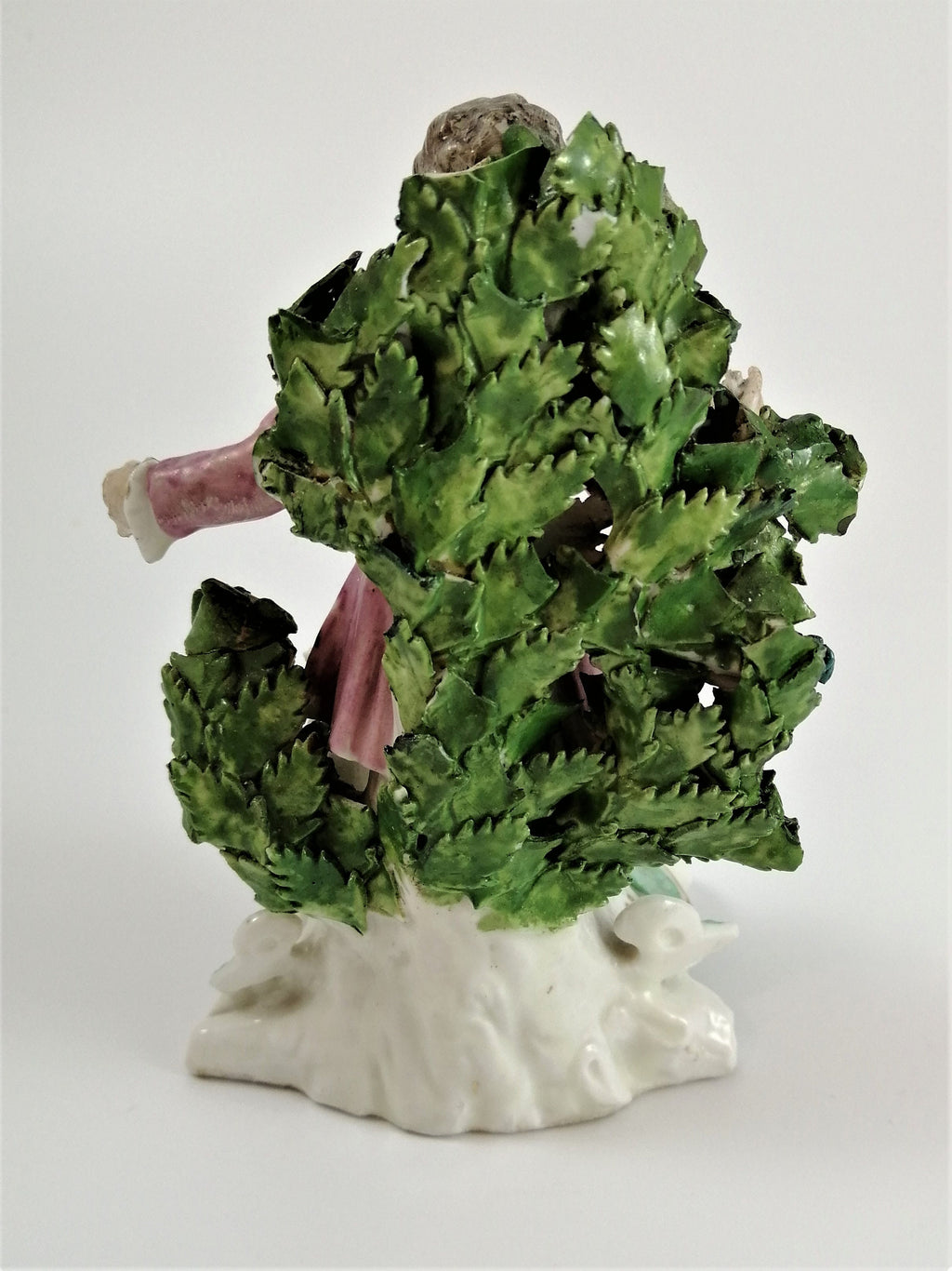 Antique Bow Porcelain Figurine: Boy with Dog, Gilt Pink Coat