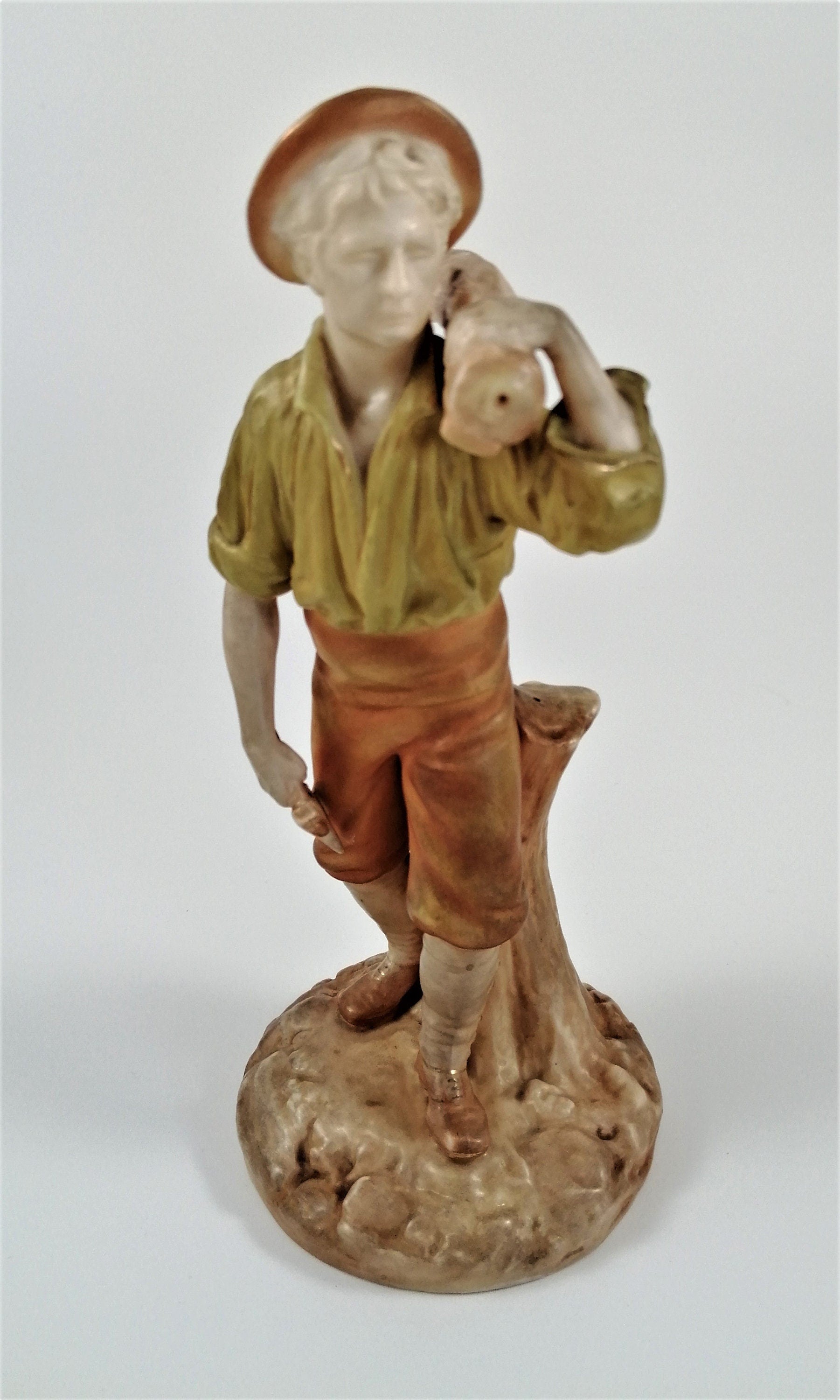 Antique Royal Worcester Figurines: Woodsman and Wife, James Hadley, c. 1899