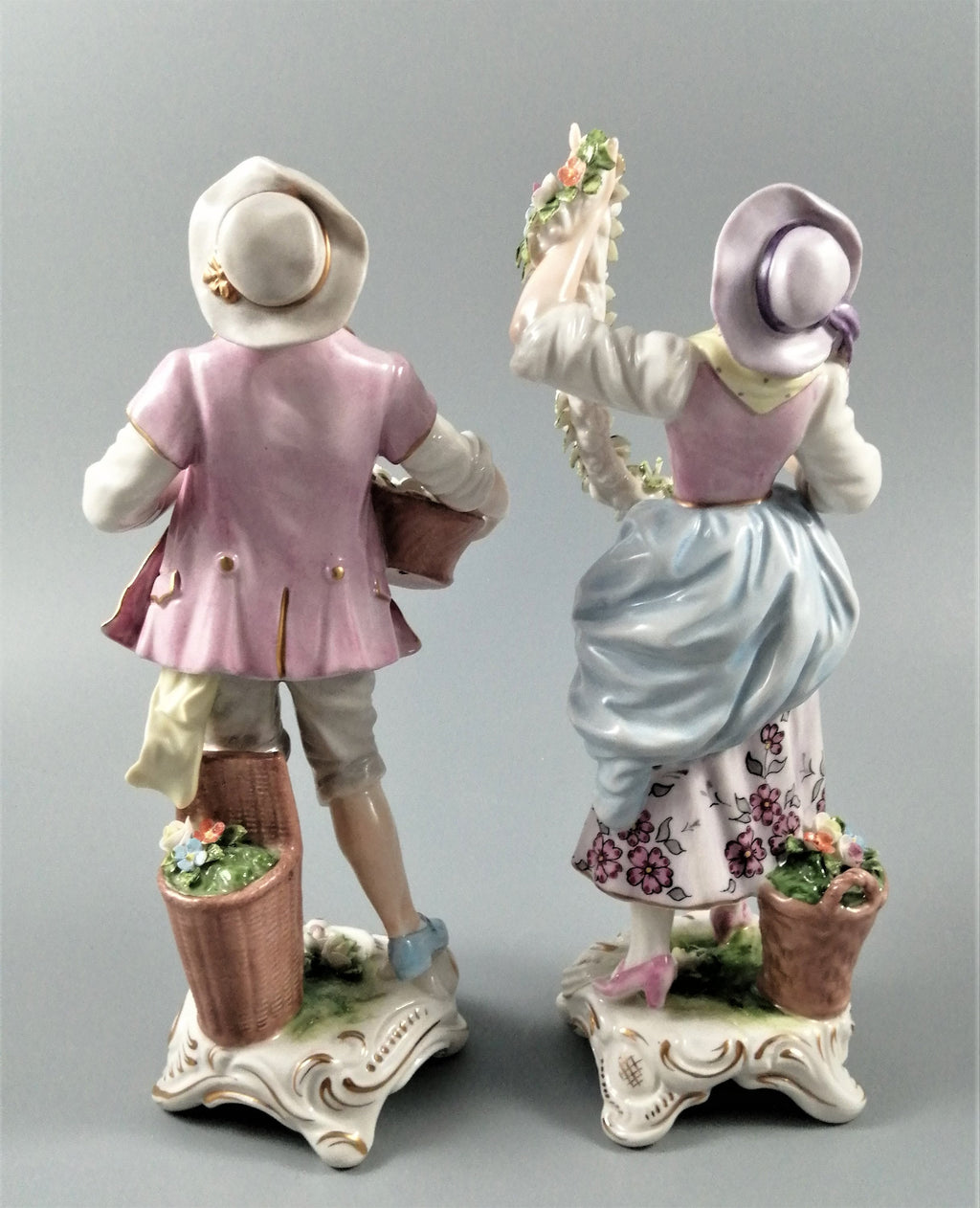 Rudolf Kämmer Antique Porcelain Figurines: Volkstedt German Pair, c. 1900s