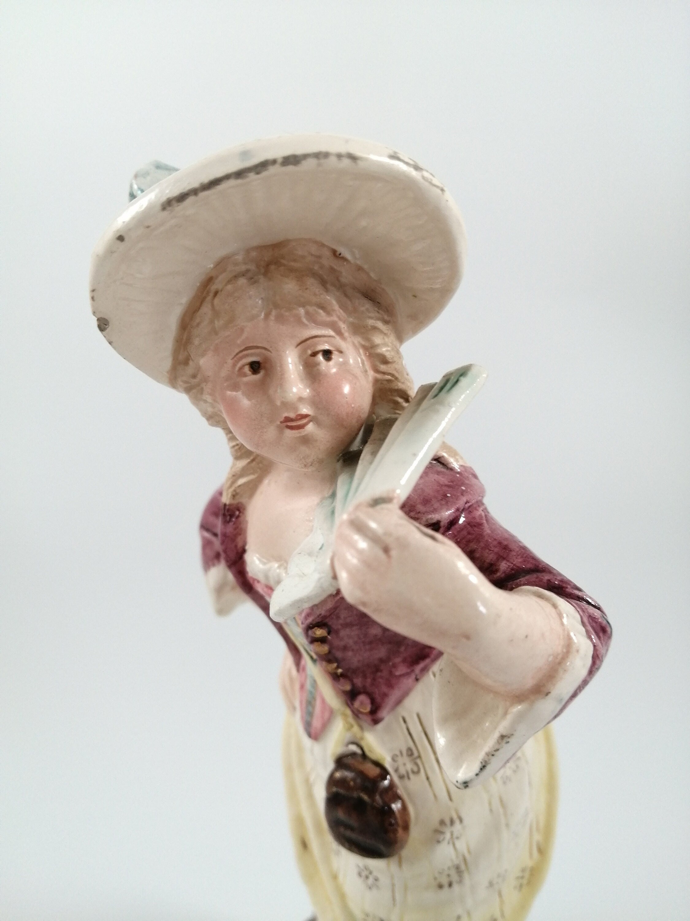 Brothers Urbach Antique Porcelain Figurine: Edwardian Girl with Fan