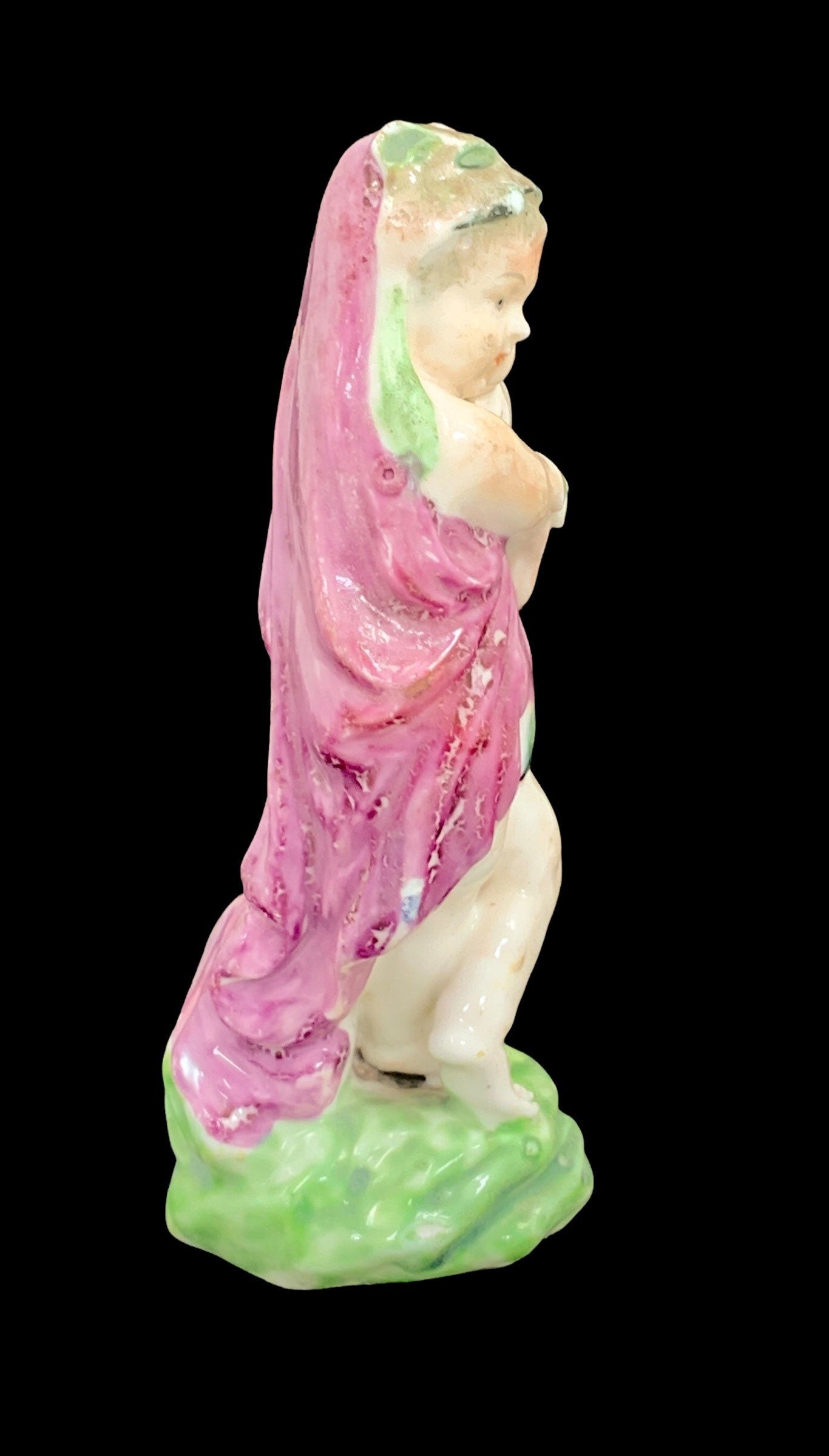 Antique Chelsea-Derby Porcelain Putto Figurine: Young Hercules, c. 1775