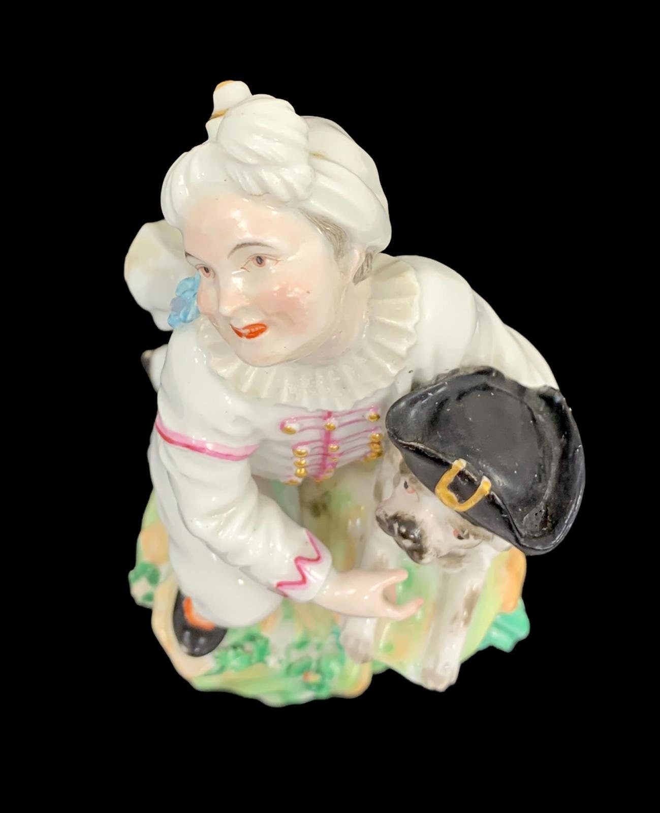 Rare Derby Porcelain Figurine: Boy with Macaroni Dog, c.1775