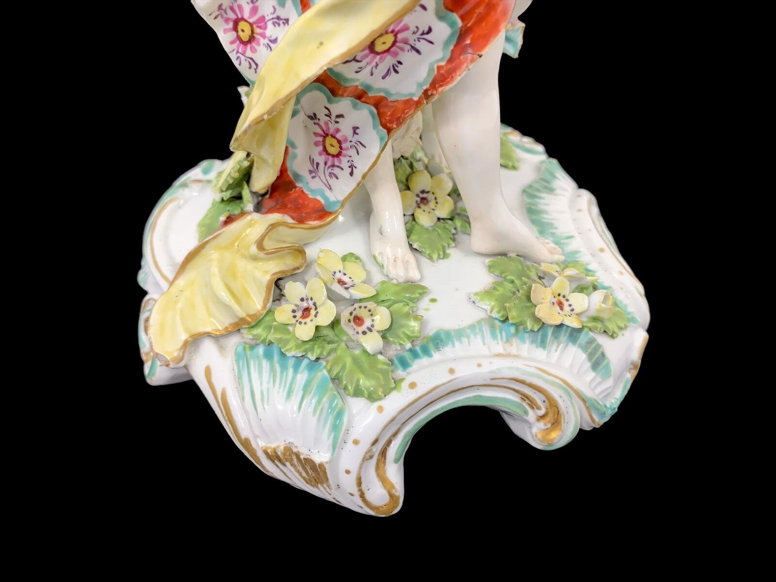 Early Derby Porcelain Candlestick: Venus and Cupid Figurine, Rococo Rocaille Base, c. 1765