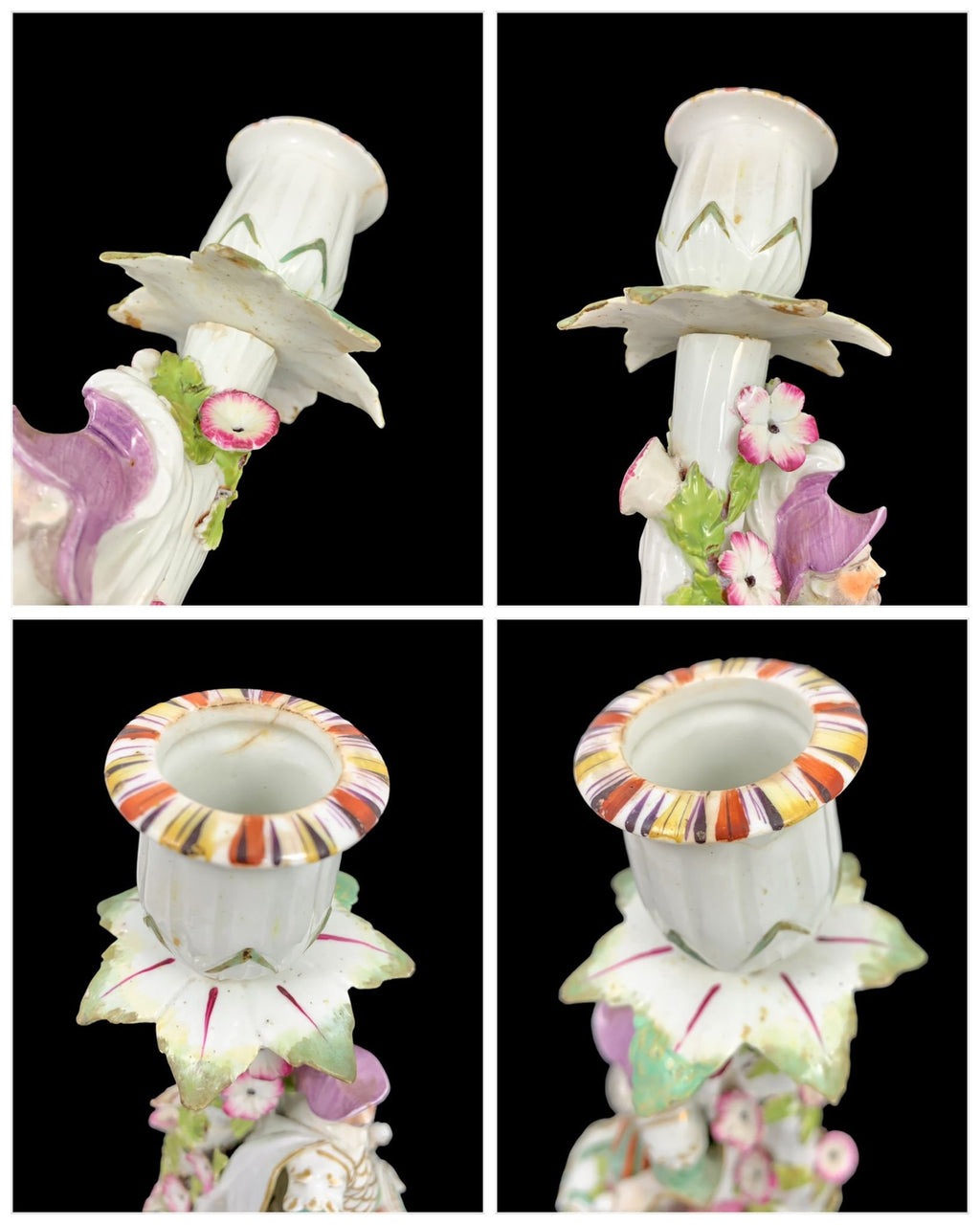 Early Derby Porcelain Mars Figural Candlestick: Rococo Gilt Sconce, c. 1765