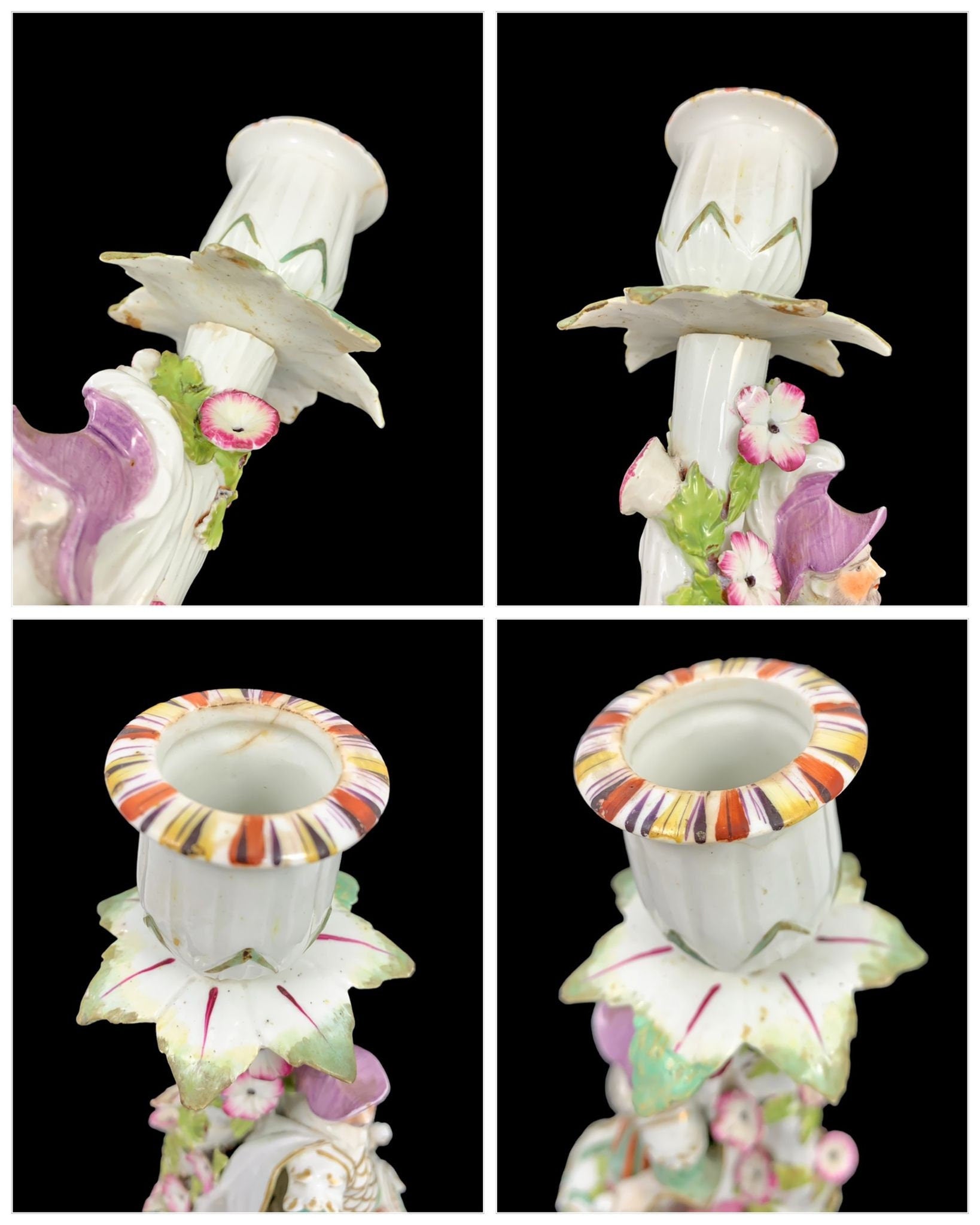 Early Derby Porcelain Mars Figural Candlestick: Rococo Gilt Sconce, c. 1765