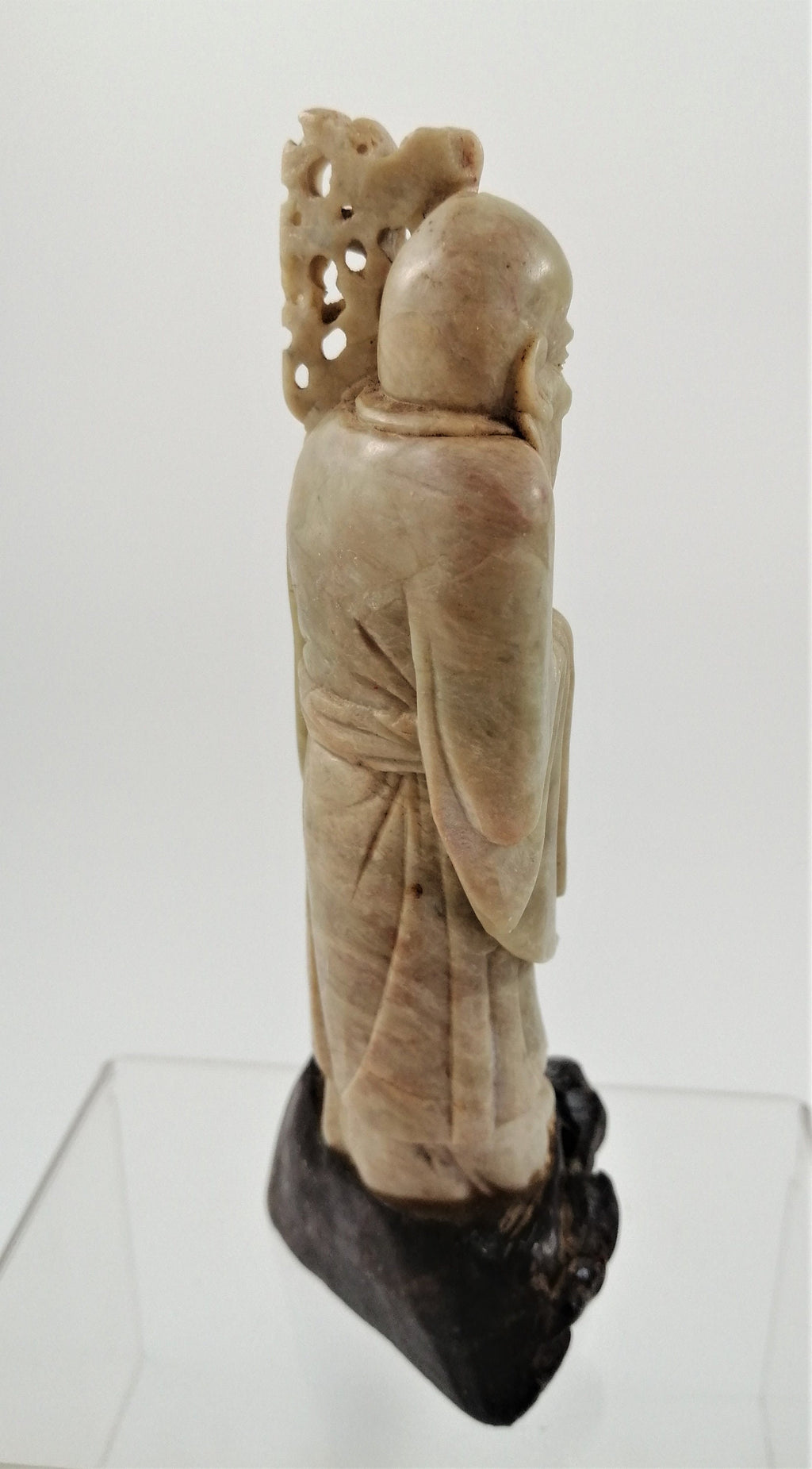Antique Carved Soapstone Shou Figurine: Chinese God of Longevity