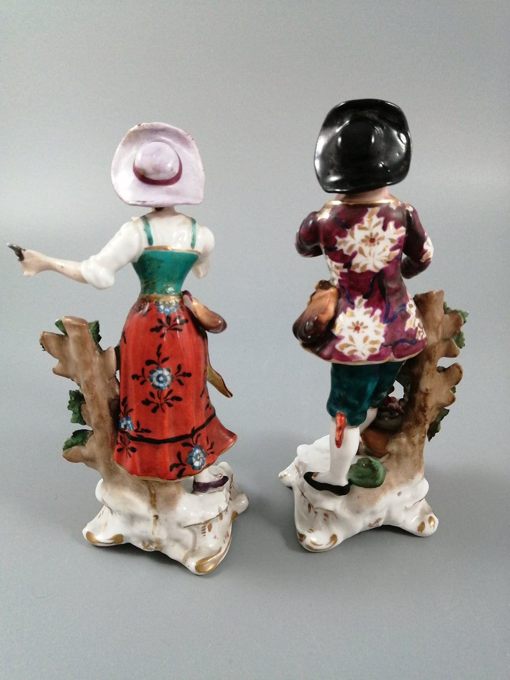 Antique Samson Porcelain Figurines: French Grape Pickers, Chelsea Style