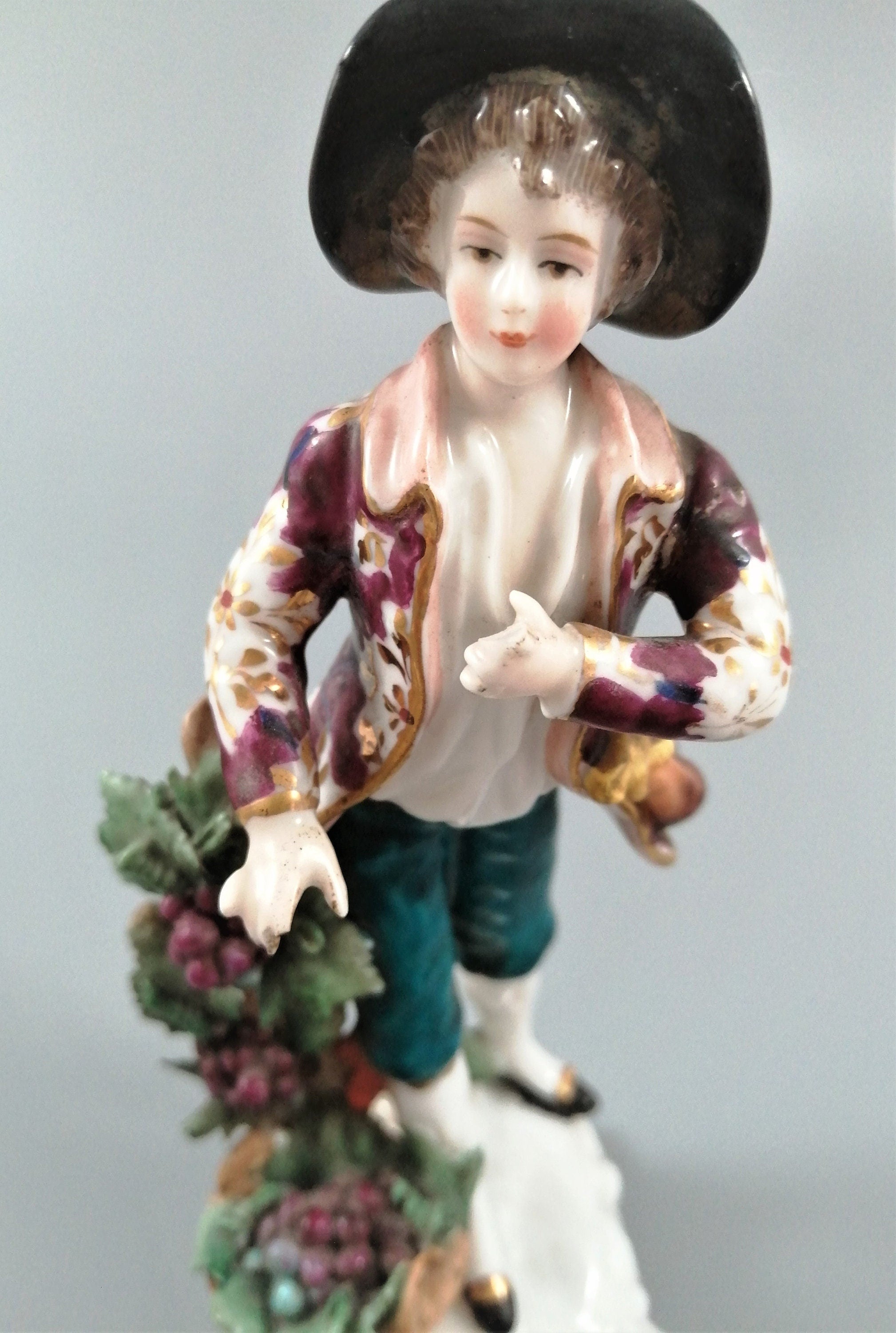 Antique Samson Porcelain Figurines: French Grape Pickers, Chelsea Style