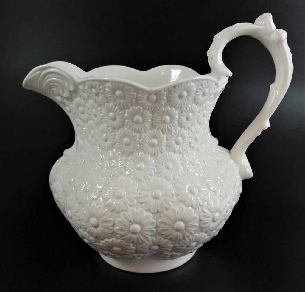 Antique Ridgway white rosette china jug ,c.1820