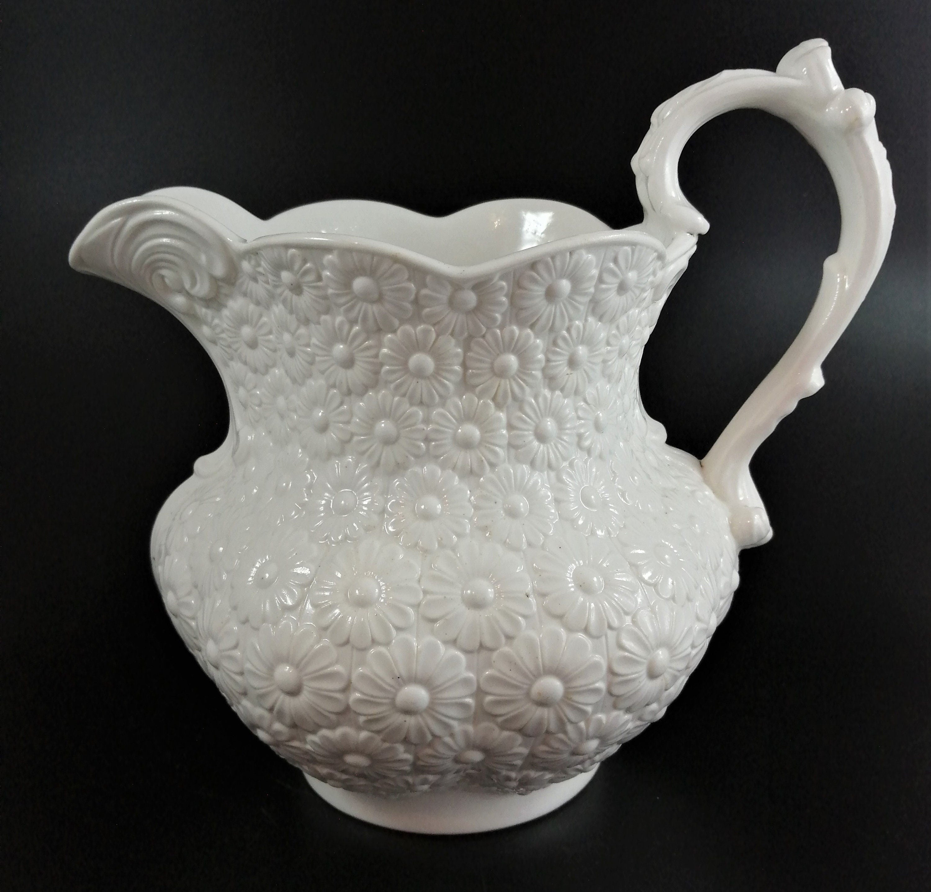 Antique Ridgway white rosette china jug ,c.1820