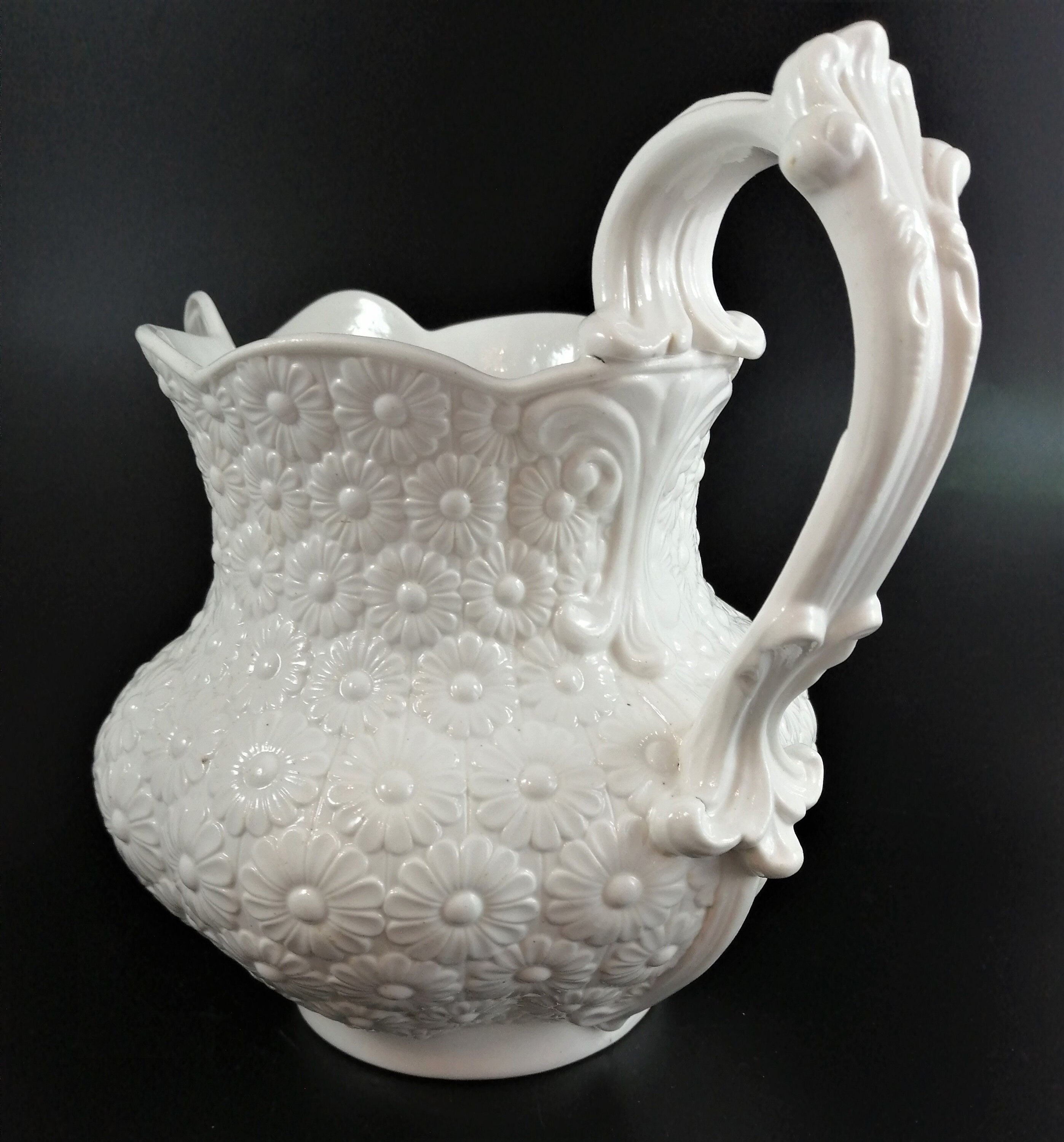 Antique Ridgway white rosette china jug ,c.1820