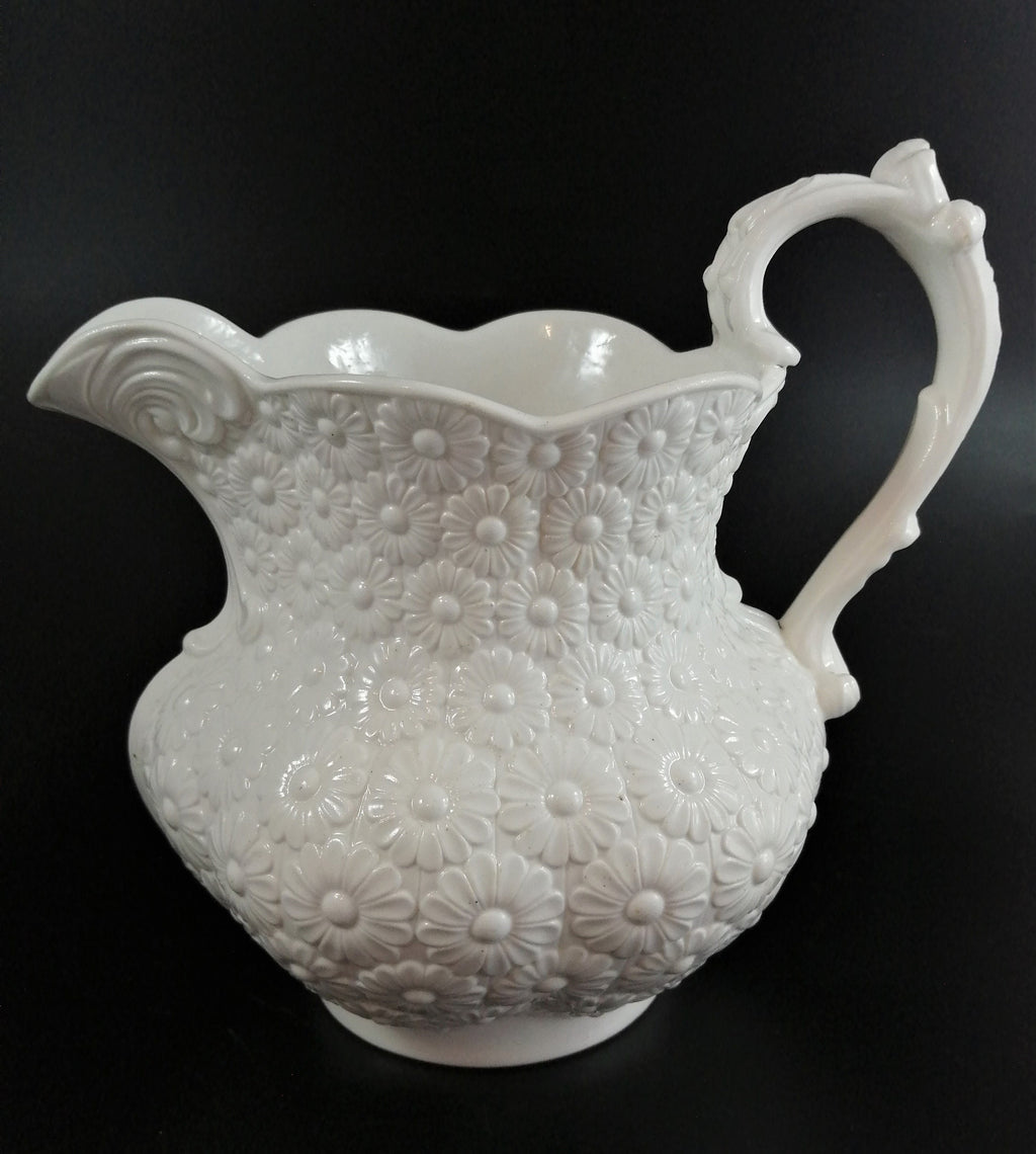 Antique Ridgway white rosette china jug ,c.1820