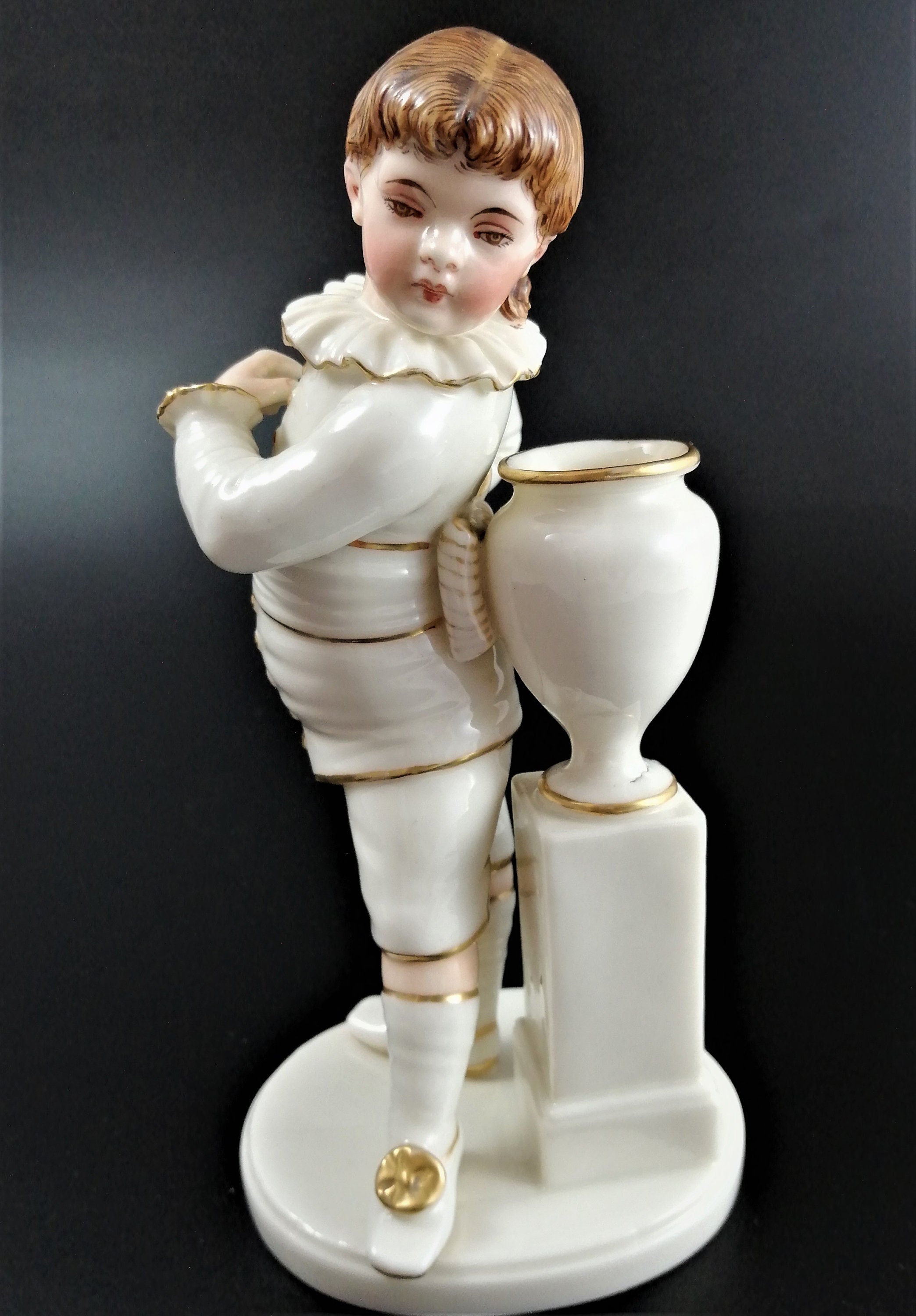 Rare Royal Worcester Figurine: Boy with Vase by James Hadley, 1883