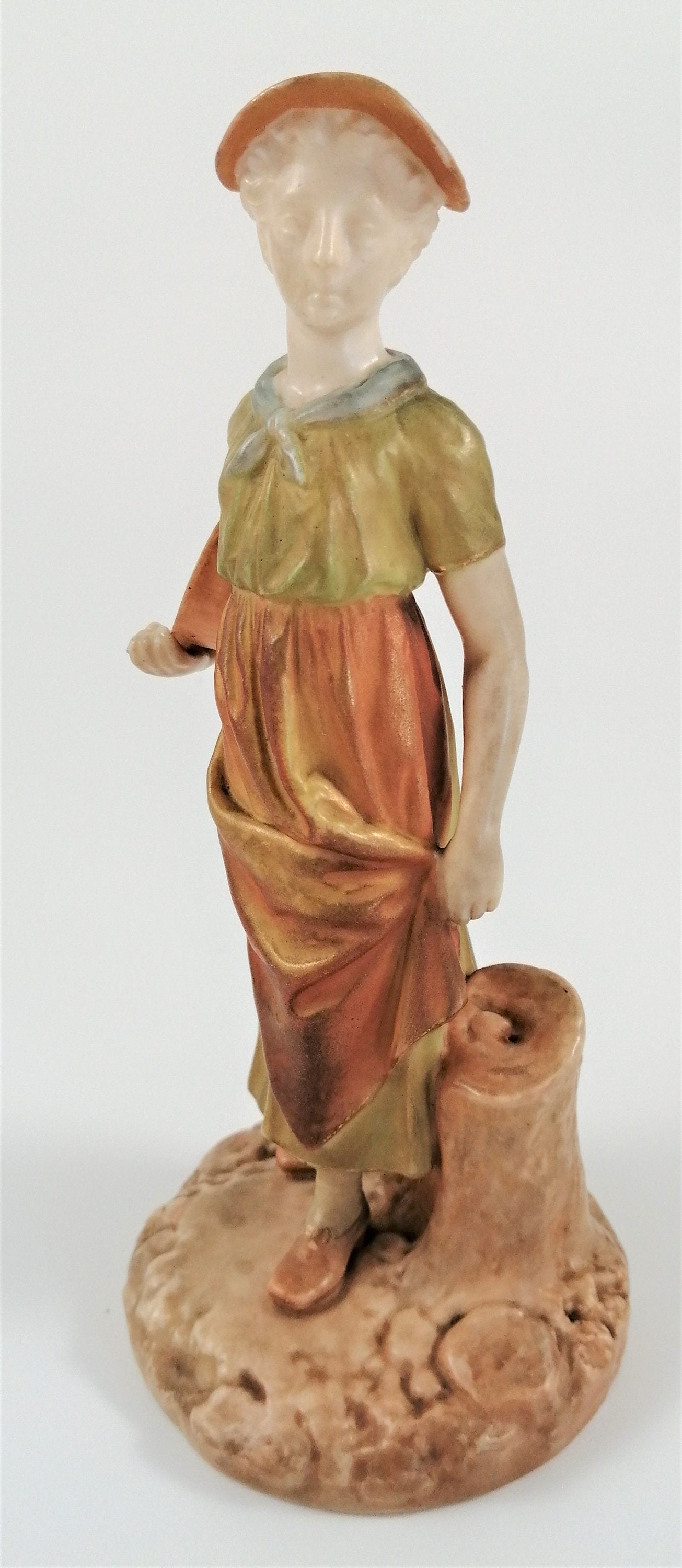 Antique Royal Worcester Figurines: Woodsman and Wife, James Hadley, c. 1899