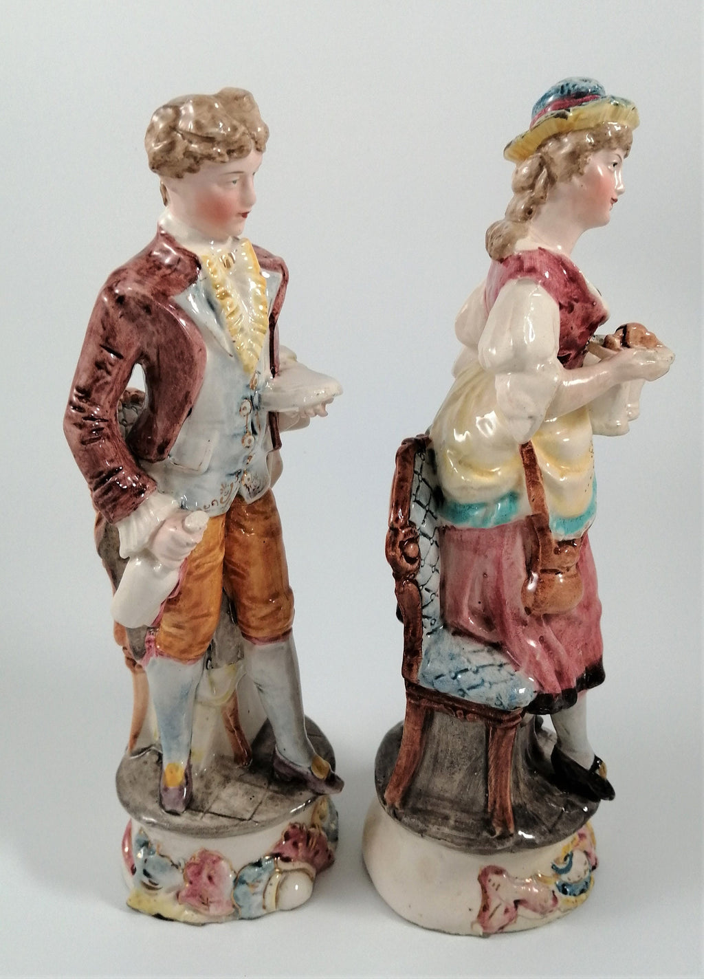 Antique pair of porcelain figurines, possibly by the Brothers Urbach