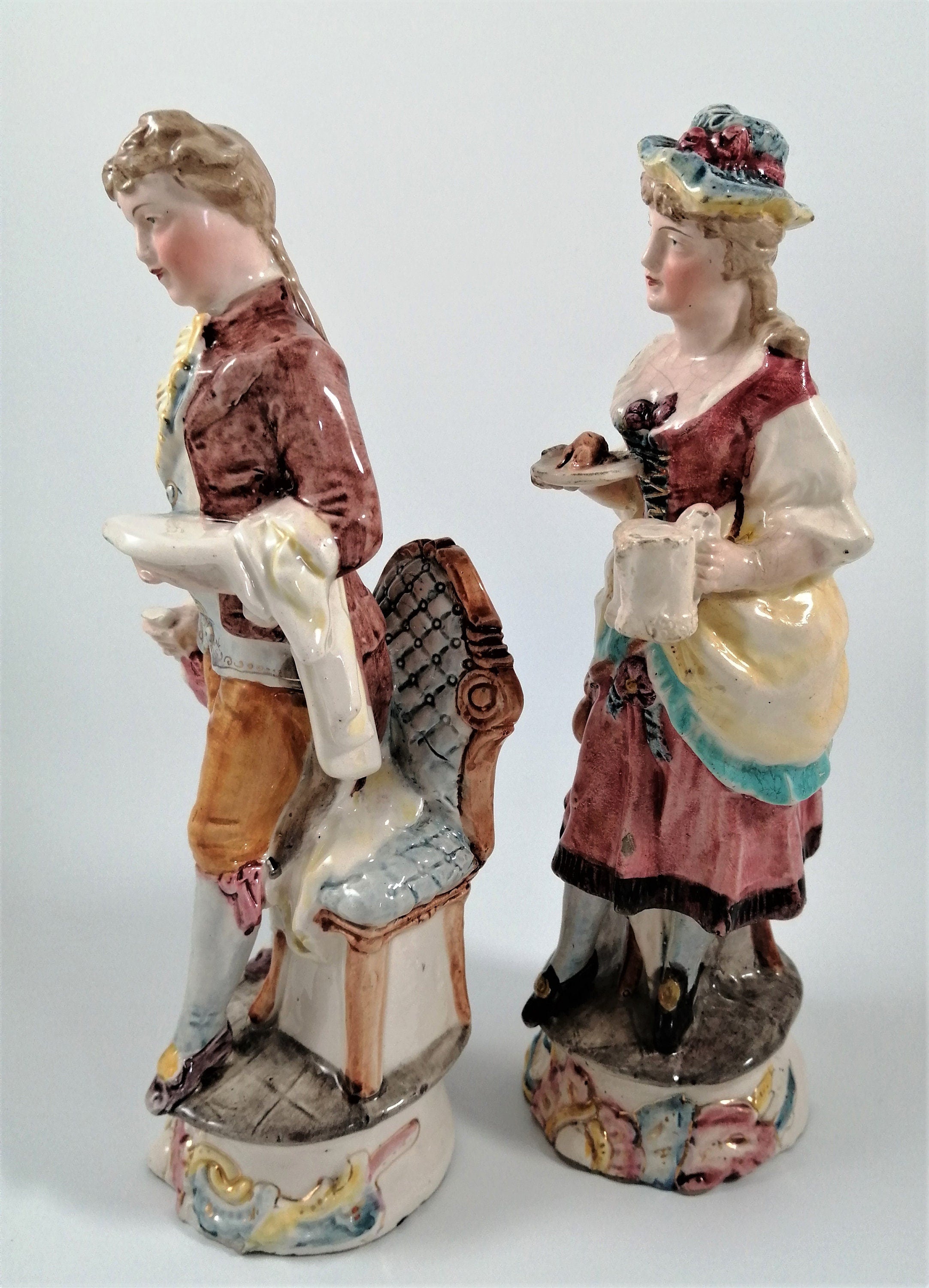 Antique pair of porcelain figurines, possibly by the Brothers Urbach