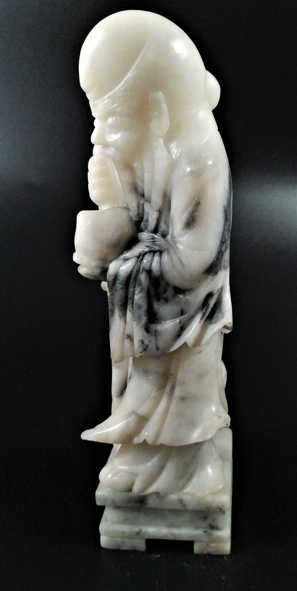Chinese Republic carved soapstone figurine of Shou (壽),also known as Shouxing 壽星.