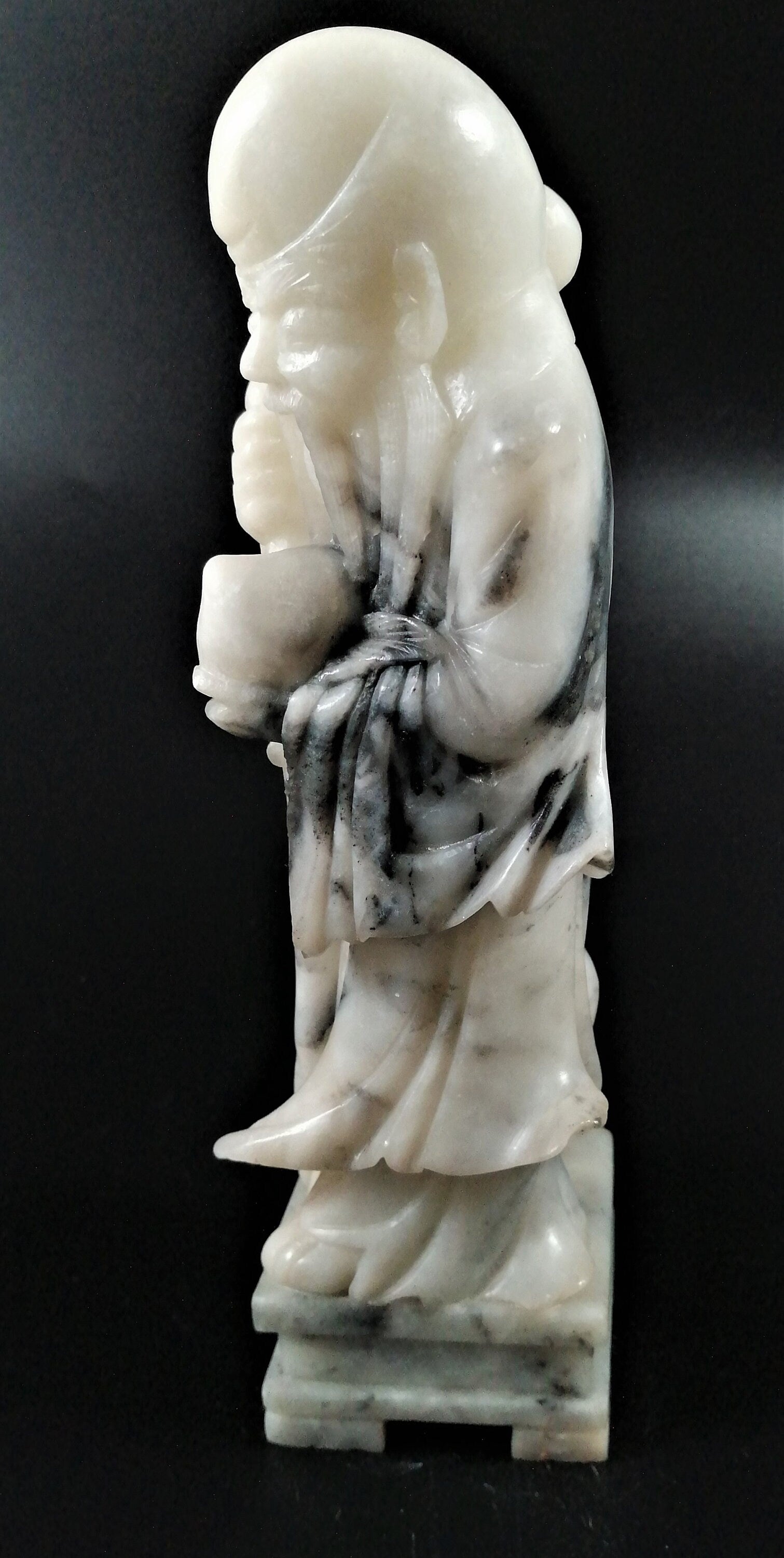 Chinese Republic carved soapstone figurine of Shou (壽),also known as Shouxing 壽星.