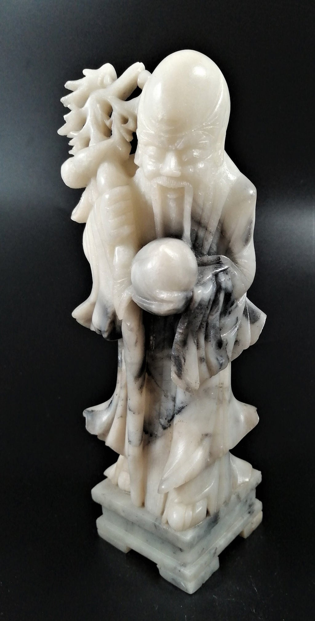 Chinese Republic carved soapstone figurine of Shou (壽),also known as Shouxing 壽星.