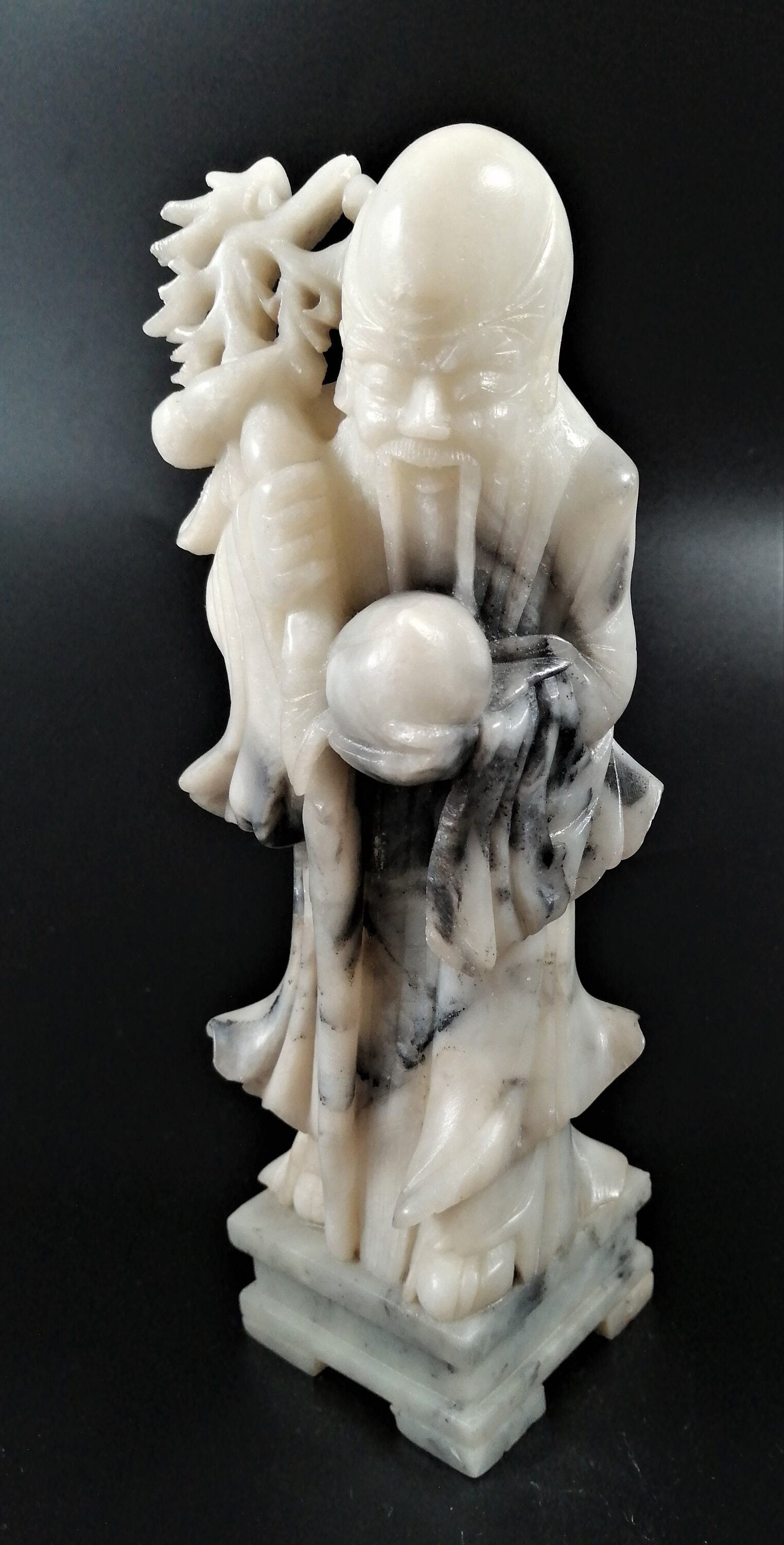 Chinese Republic carved soapstone figurine of Shou (壽),also known as Shouxing 壽星.