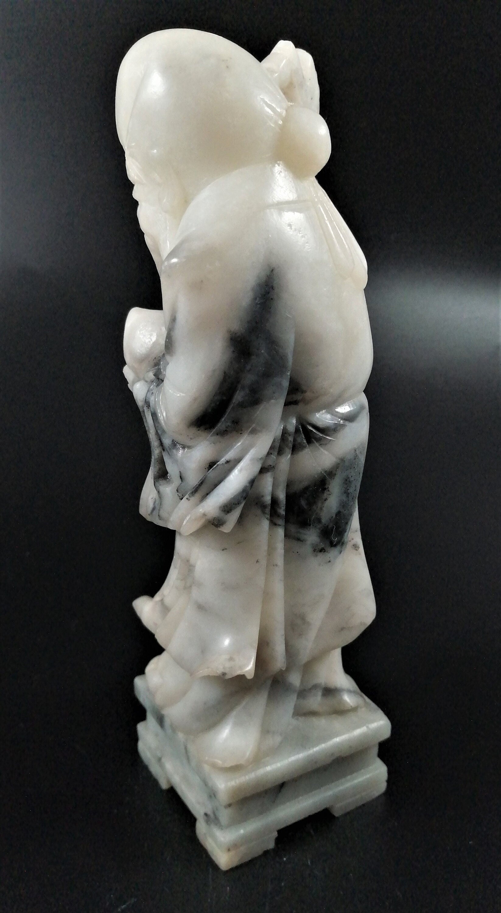 Chinese Republic carved soapstone figurine of Shou (壽),also known as Shouxing 壽星.