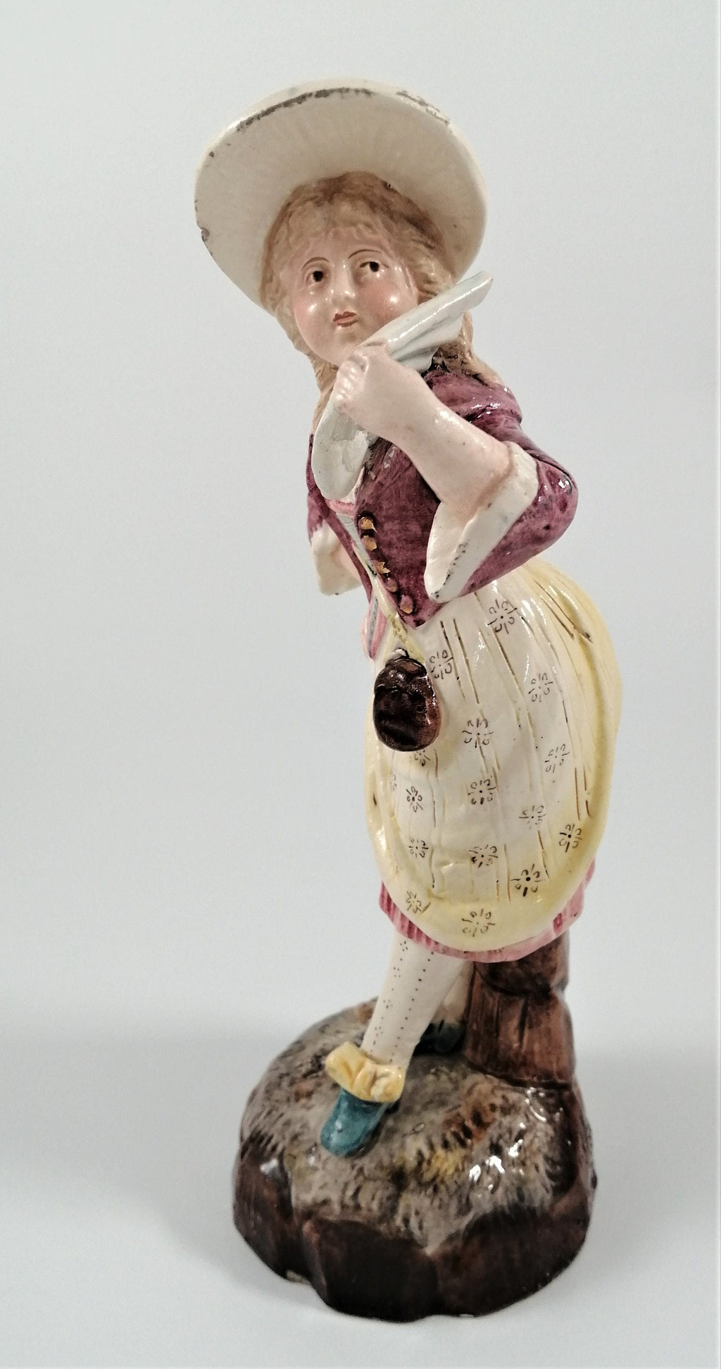 Brothers Urbach Antique Porcelain Figurine: Edwardian Girl with Fan