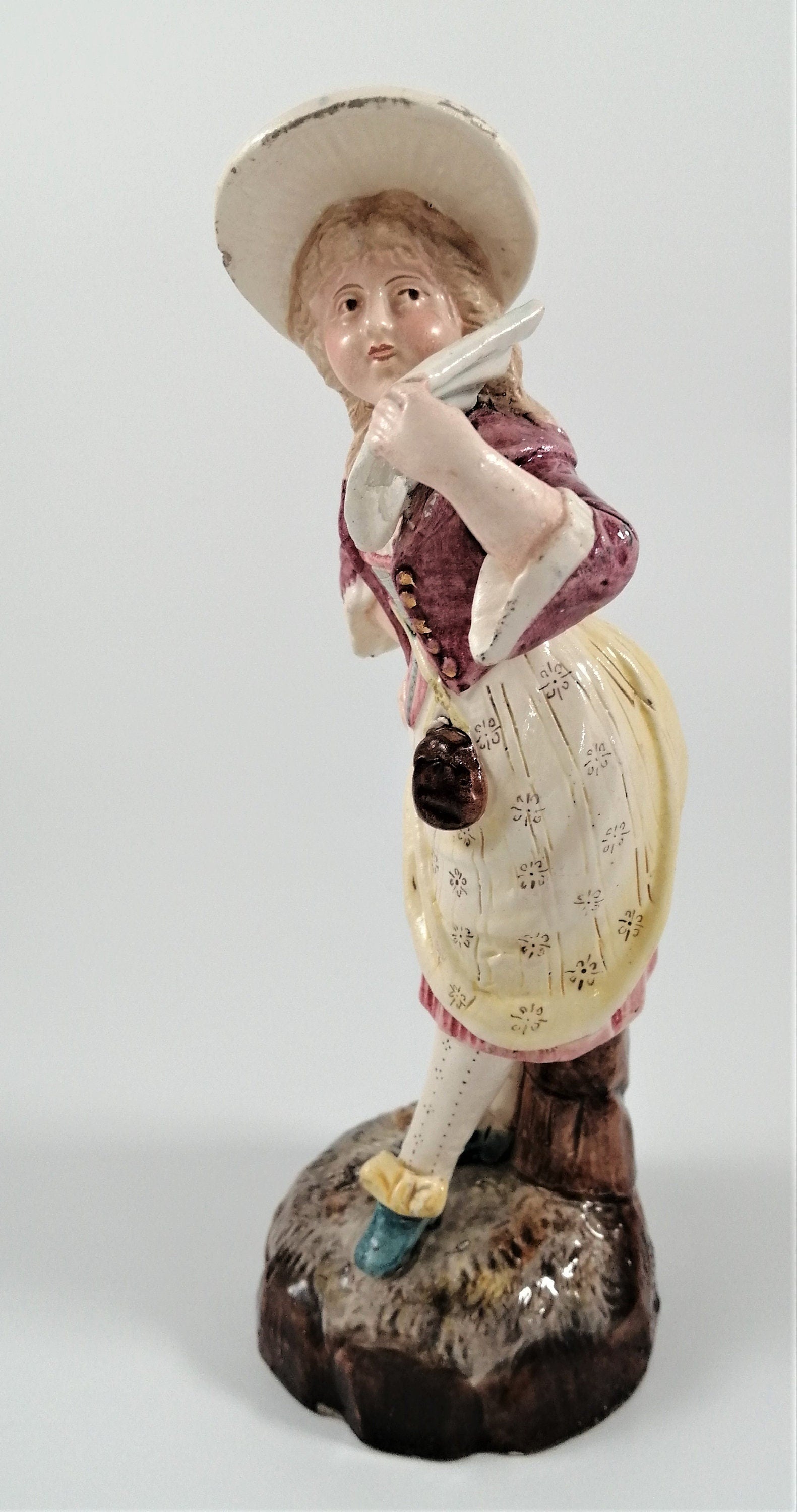 Brothers Urbach Antique Porcelain Figurine: Edwardian Girl with Fan