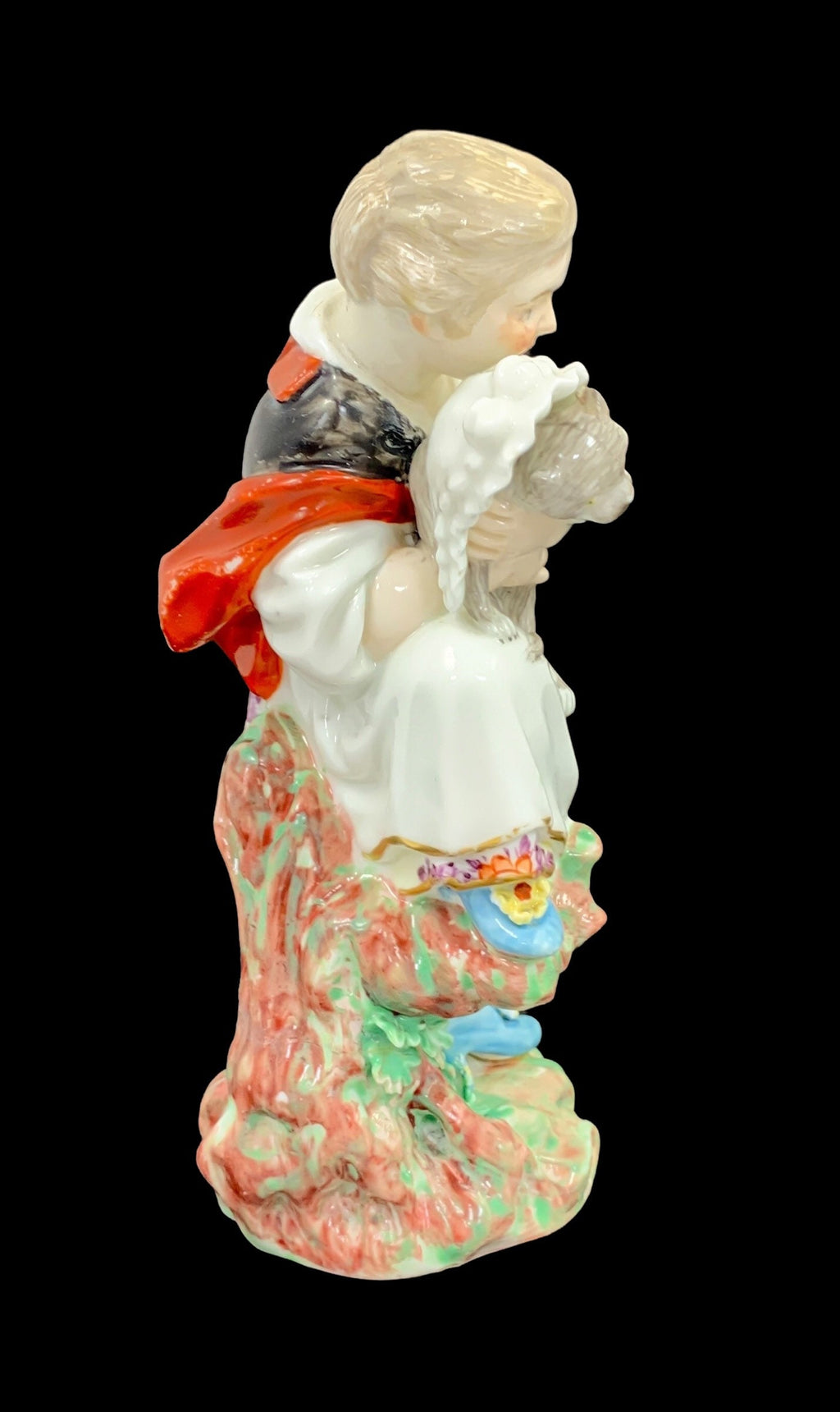 Rare Derby Porcelain Figurine: Girl with Macaroni Cat, c.1775