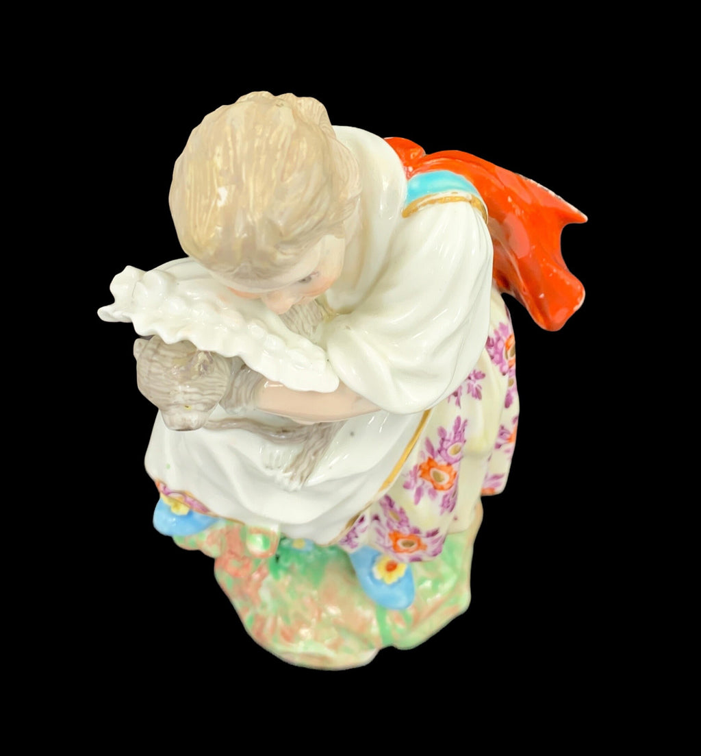 Rare Derby Porcelain Figurine: Girl with Macaroni Cat, c.1775
