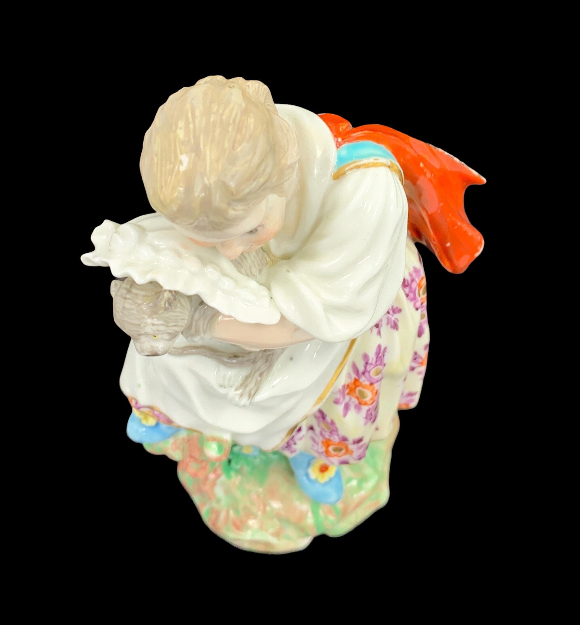 Rare Derby Porcelain Figurine: Girl with Macaroni Cat, c.1775