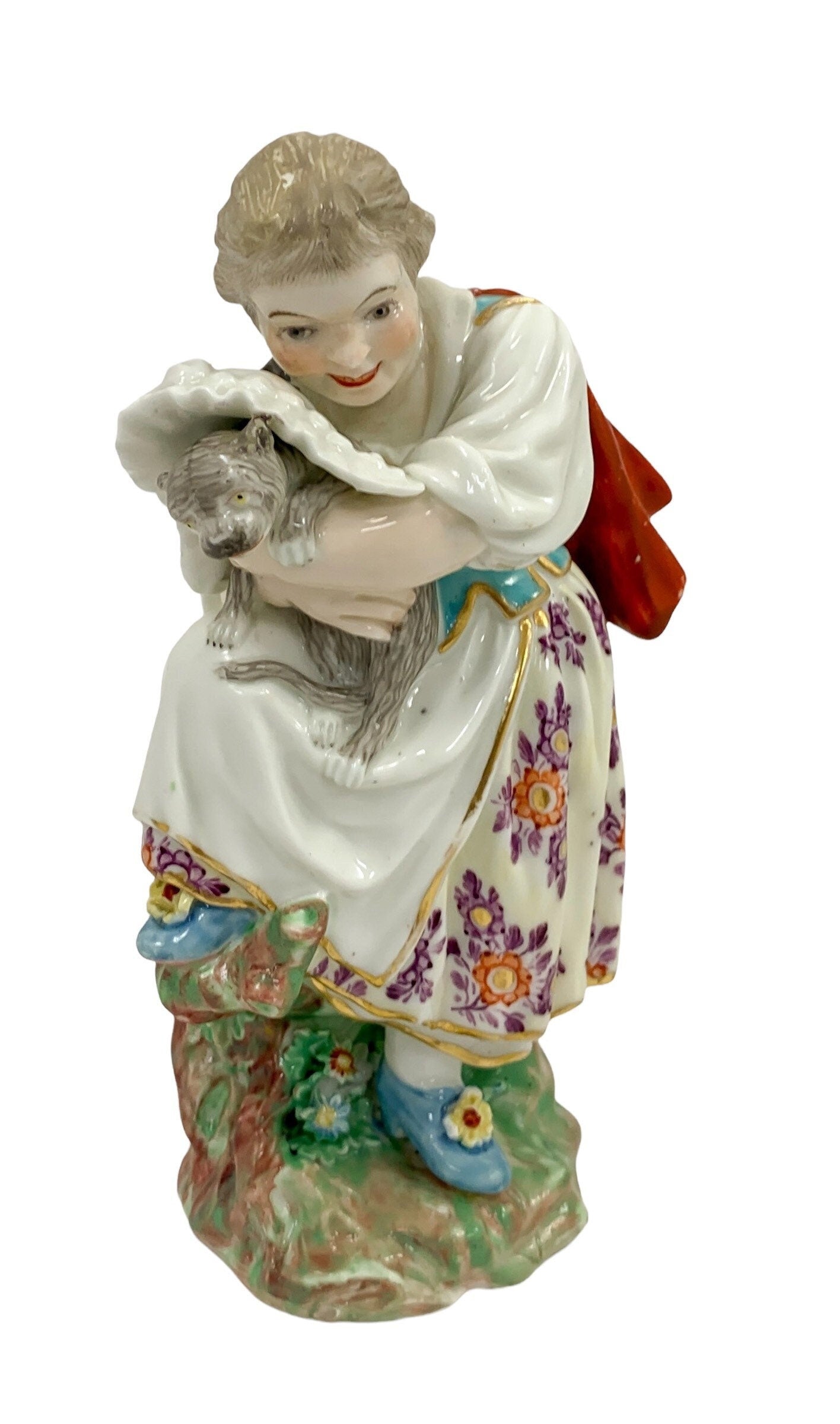 Rare Derby Porcelain Figurine: Girl with Macaroni Cat, c.1775
